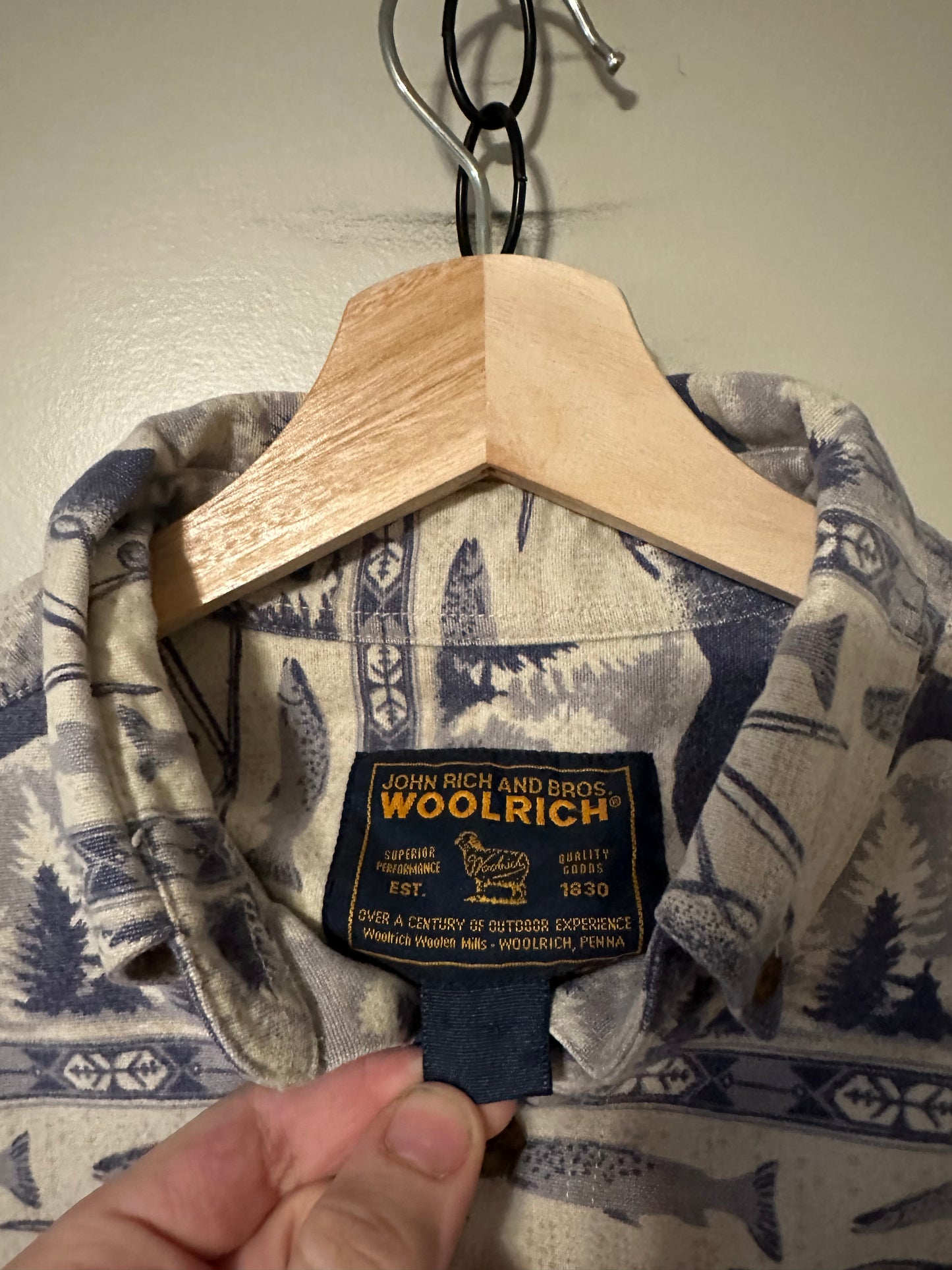 Woolrich Fishing All Over Print Button-up Shirt - L