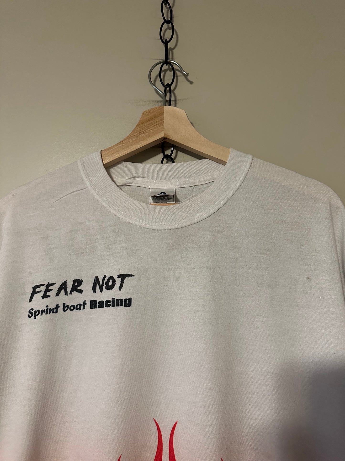 00s Fear Not Racing Flame Skull T-shirt - L