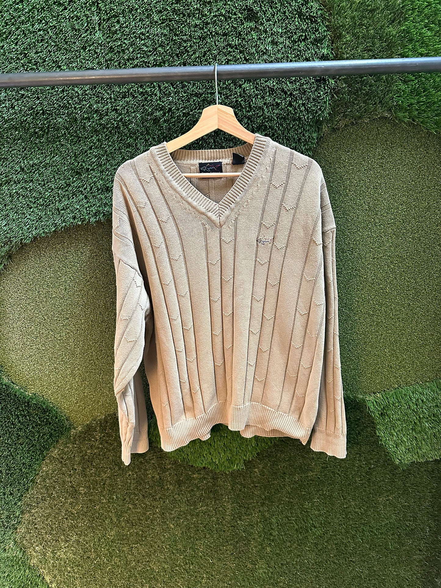 90s Greg Norman Textured V-Neck Sweater - XL