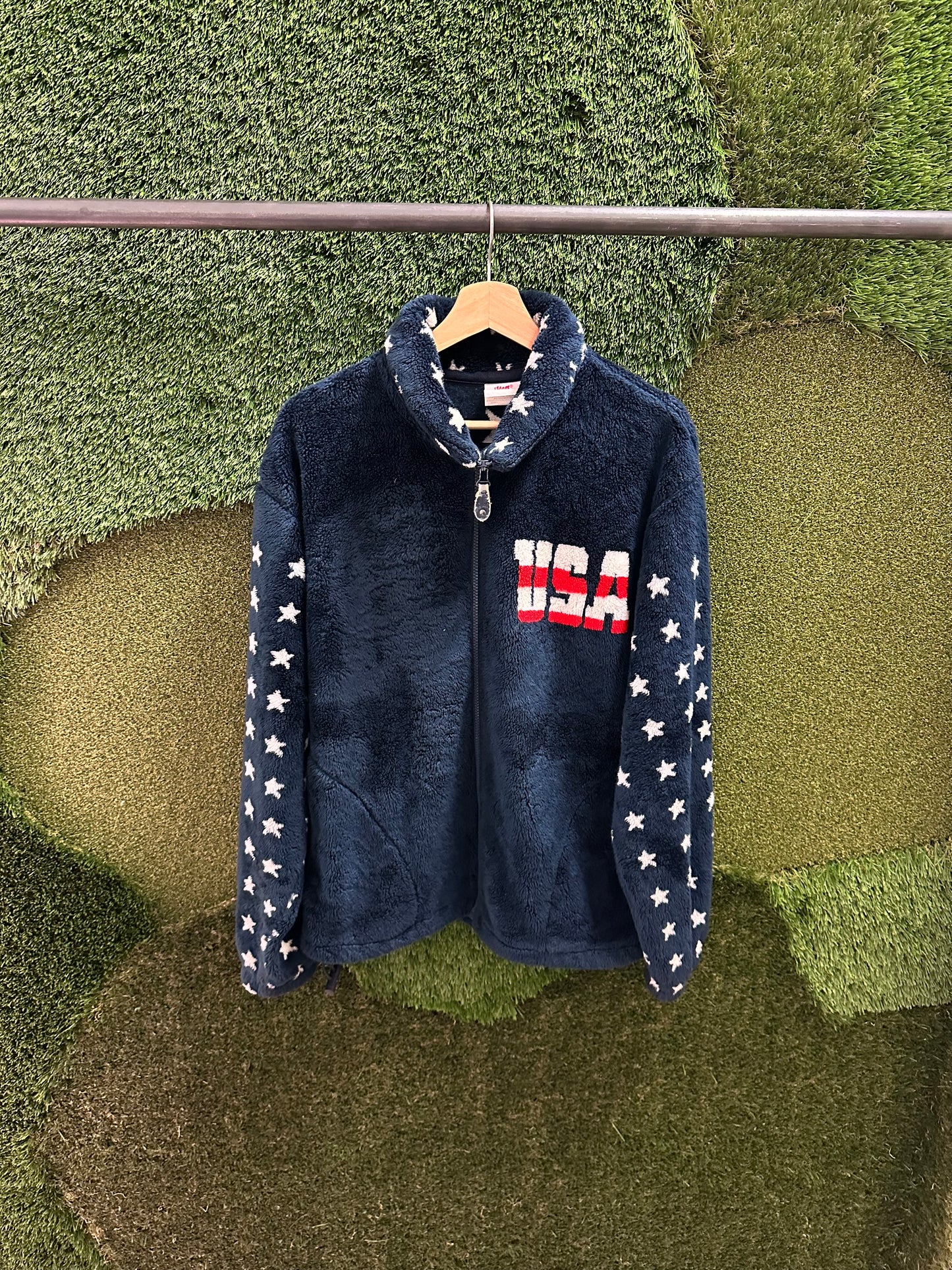 Vintage USA Flag Zip-up Fleece - L