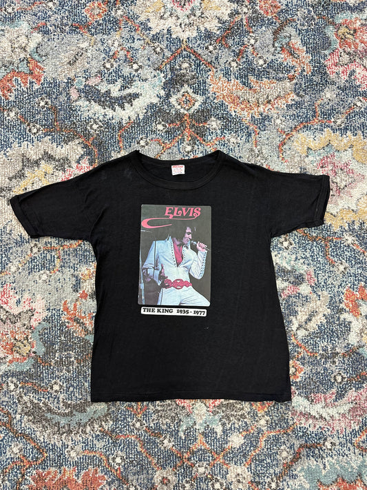 Vintage 1970s Elvis Presley Memorial T-shirt - L