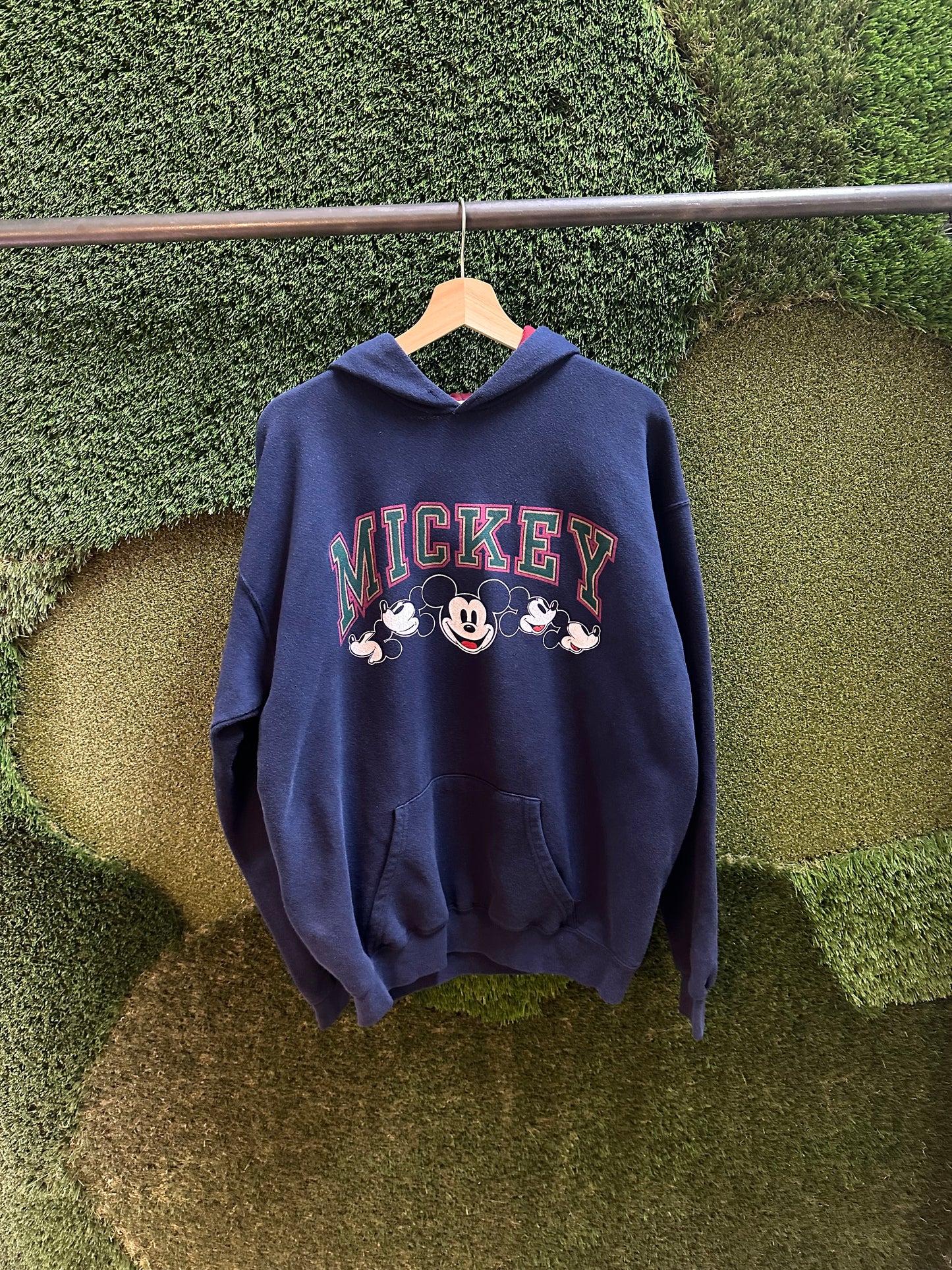 90s Mickey Mouse Spellout Hoodie - XL