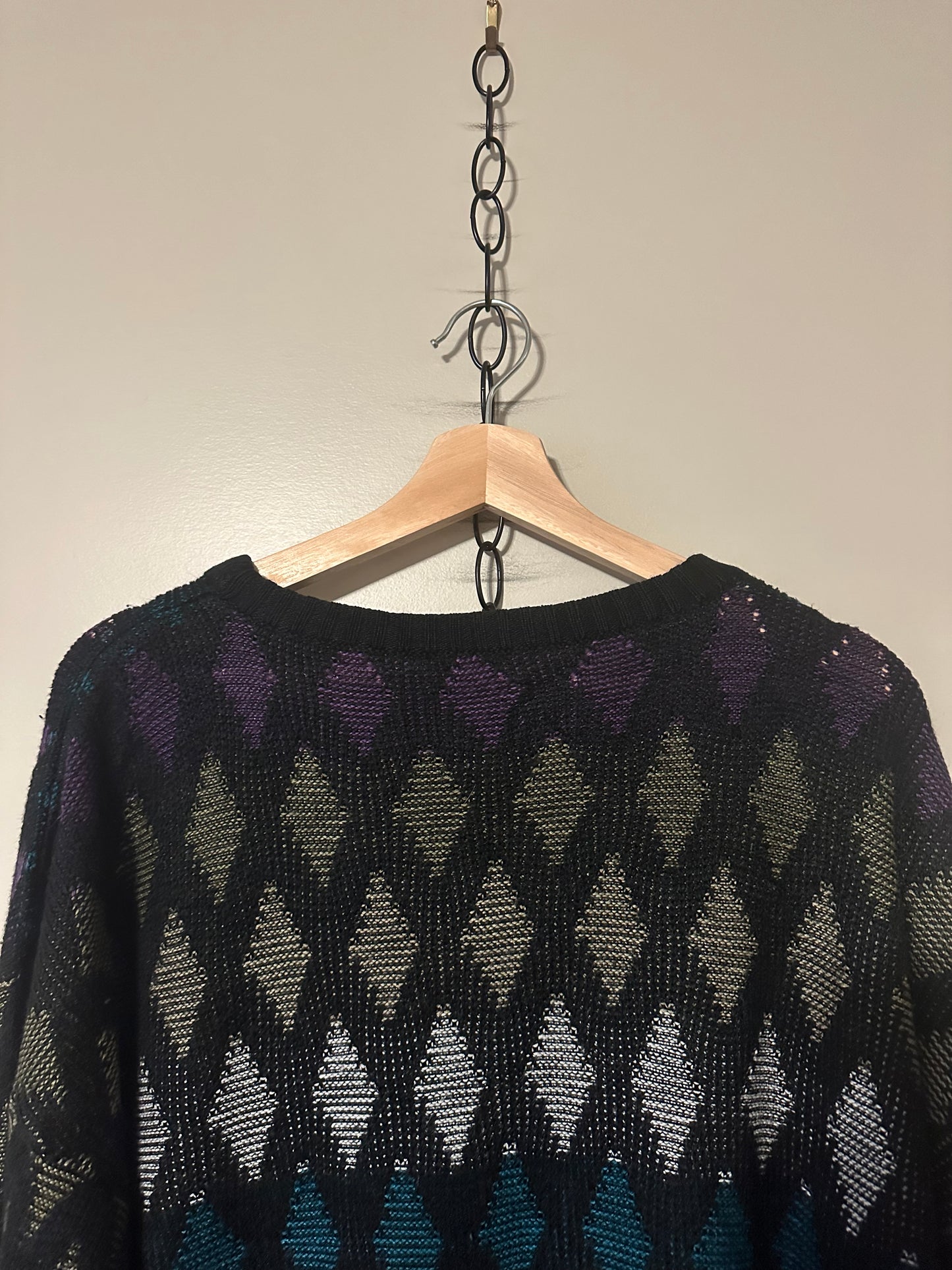 90s Diamond Striped Sweater - XL