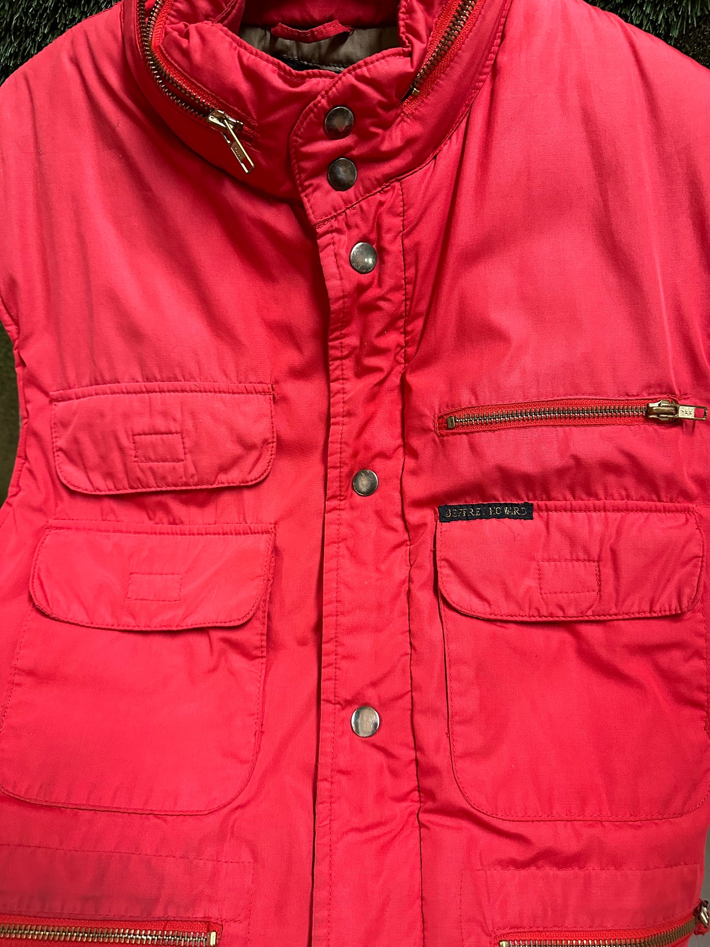 80s Red Utility Puffer Vest - L