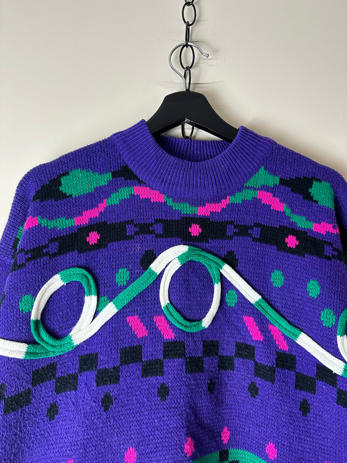 Vintage Assertif Abstract Patterned Pullover Sweater - M