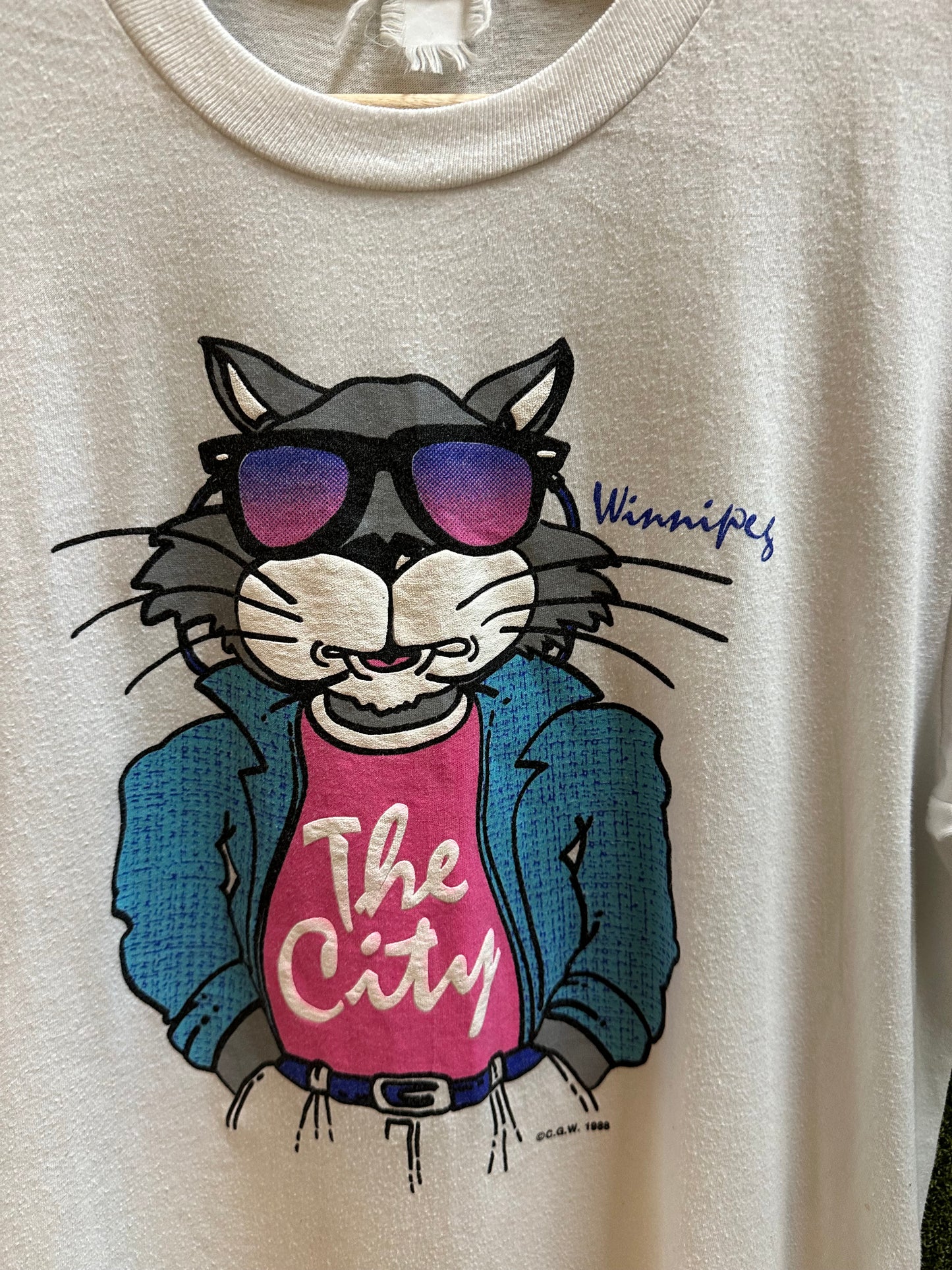 80s Winnipeg The City Cool Cat T-shirt - M