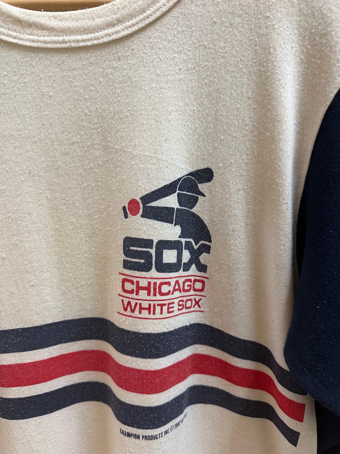 80s Champion Chicago White Sox Raglan T-shirt - L