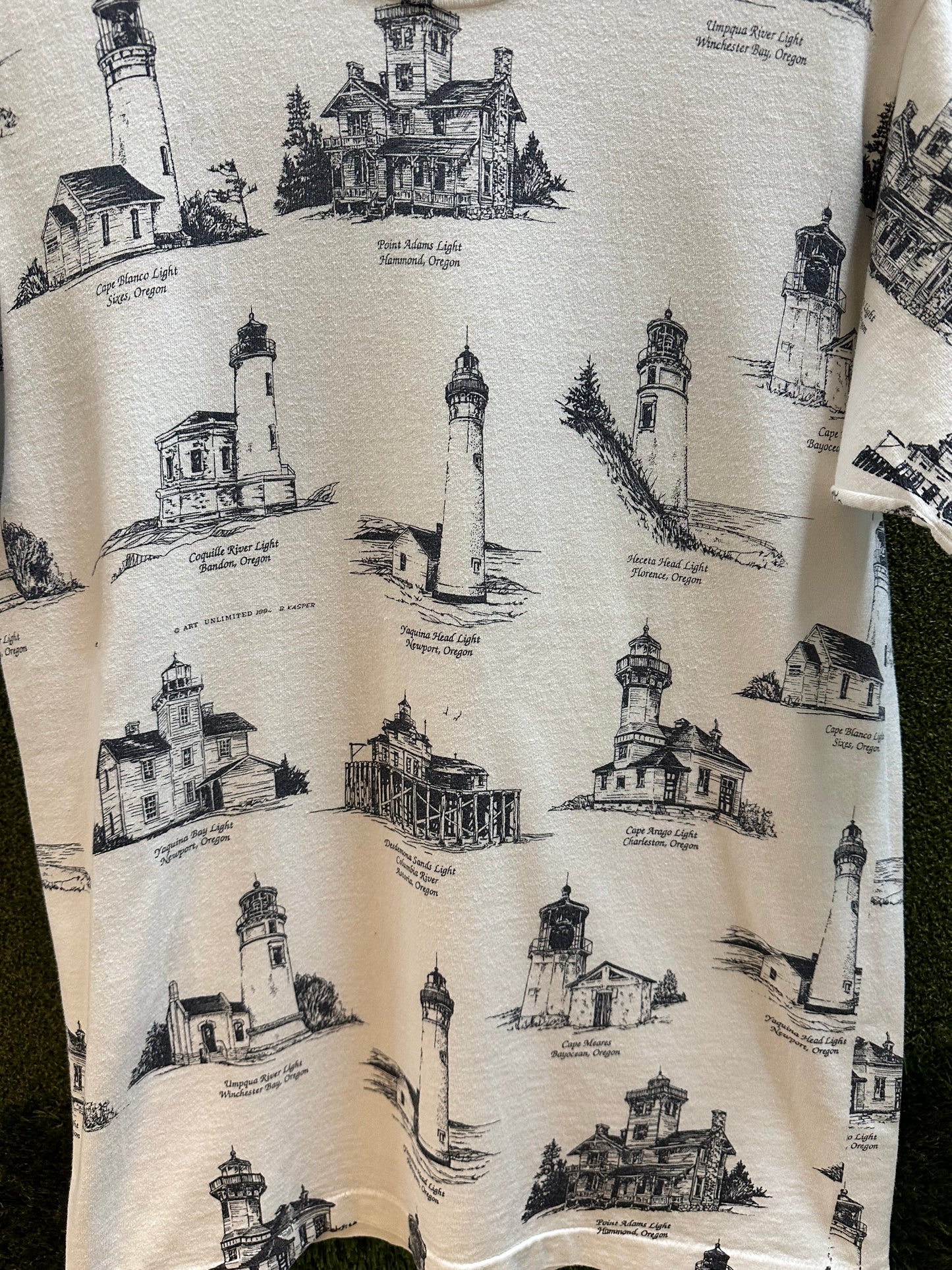 90s Lighthouses All Over Print T-shirt - M