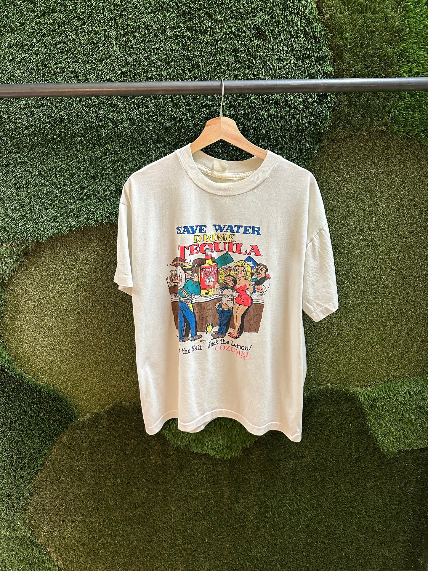 90s Save Water Drink Tequila T-shirt - L