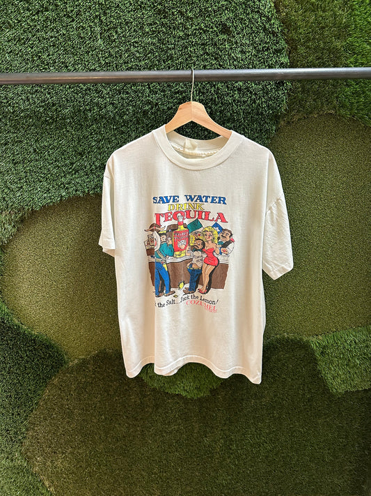 90s Save Water Drink Tequila T-shirt - L