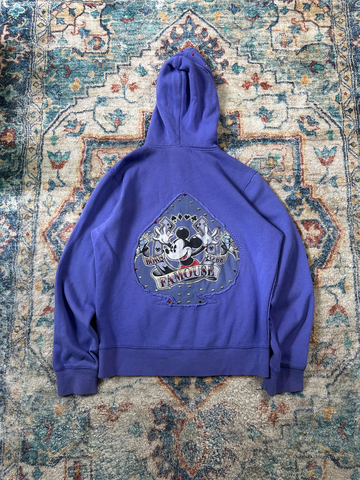 00s Disney Mickey Mouse Y2K Bedazzled Zip-up Hoodie - M