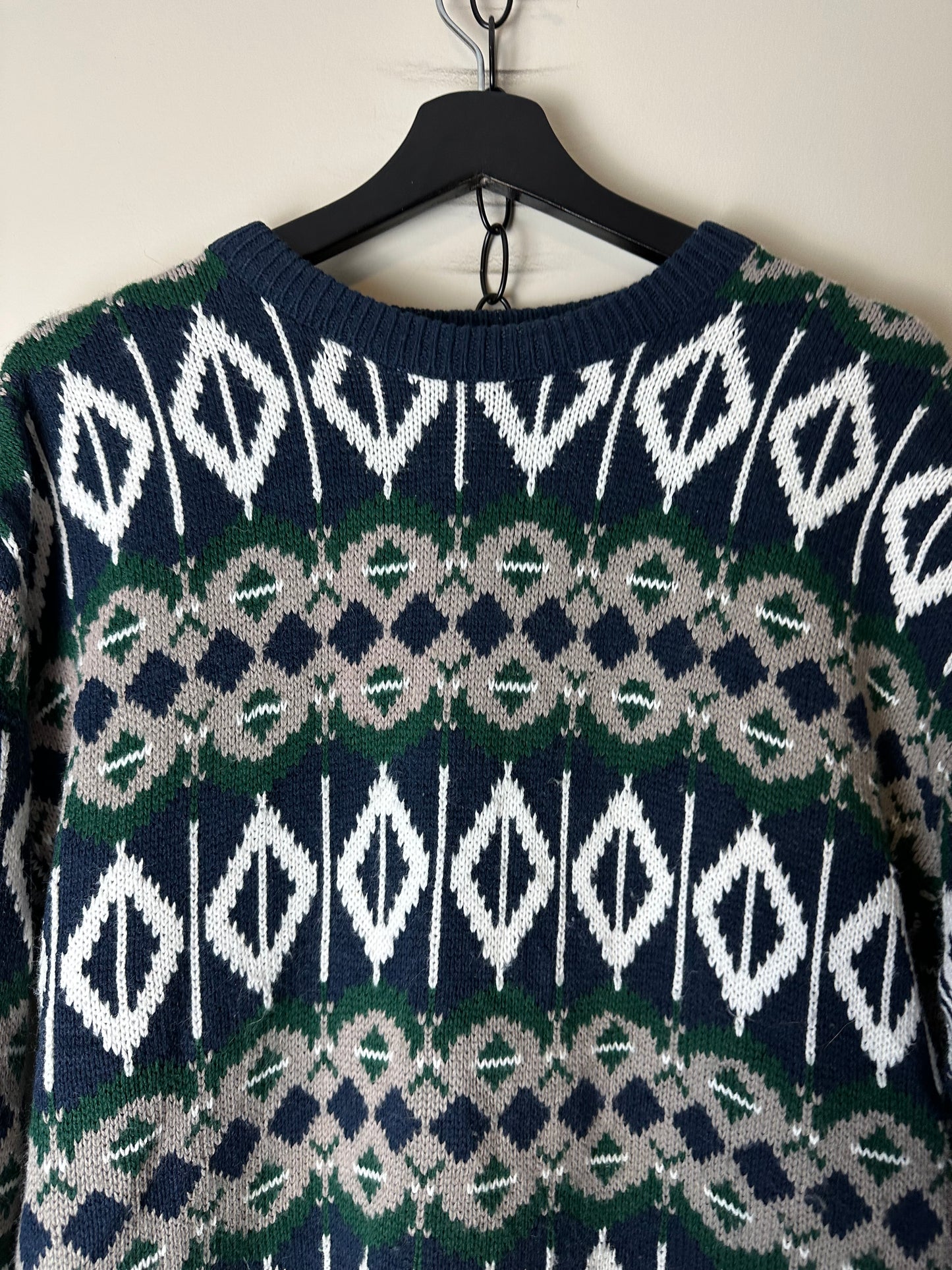 Vintage Abstract All Over Pattern Sweater - L