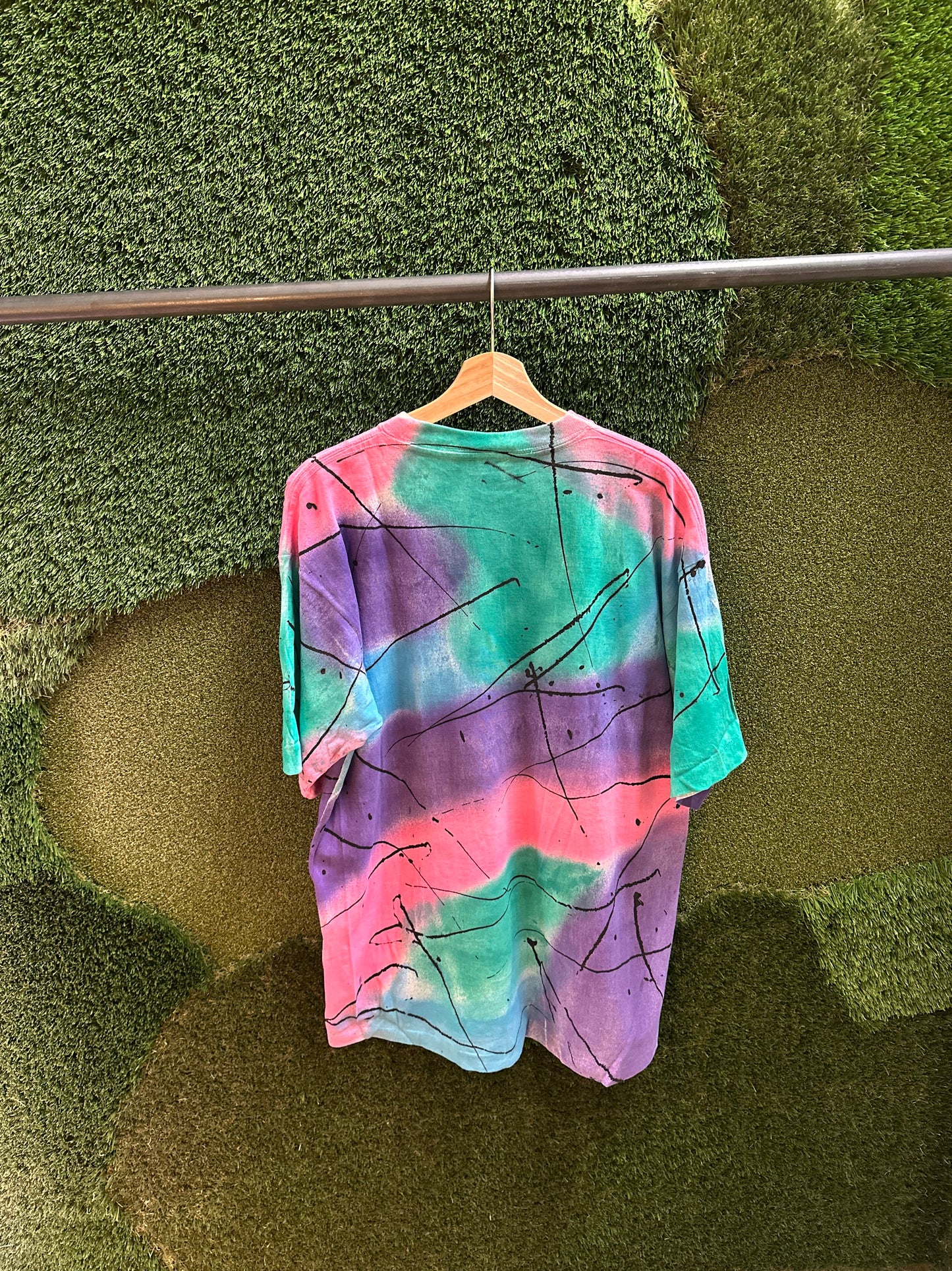 90s Paint Abstract T-shirt - XL