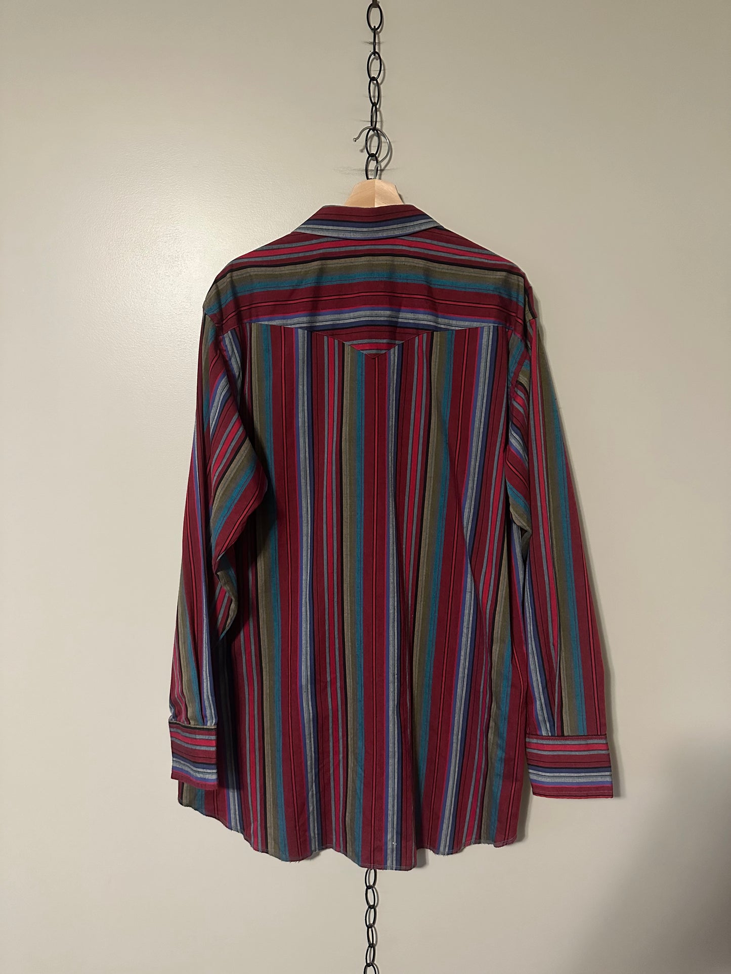 90s Wrangler Striped Western Button-up Shirt - XL