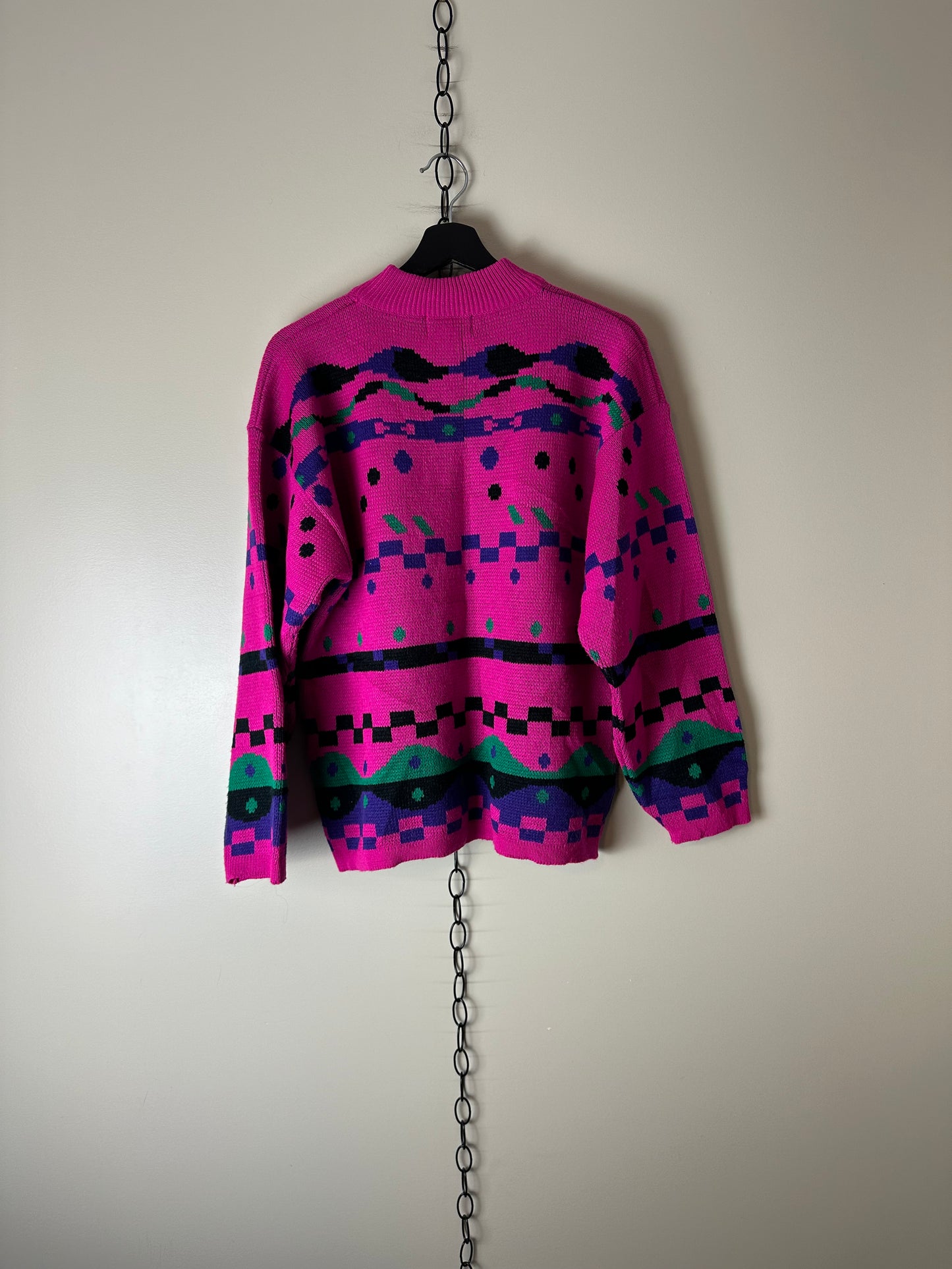 Vintage Asseritf Abstract Patterned Pullover Sweater - M