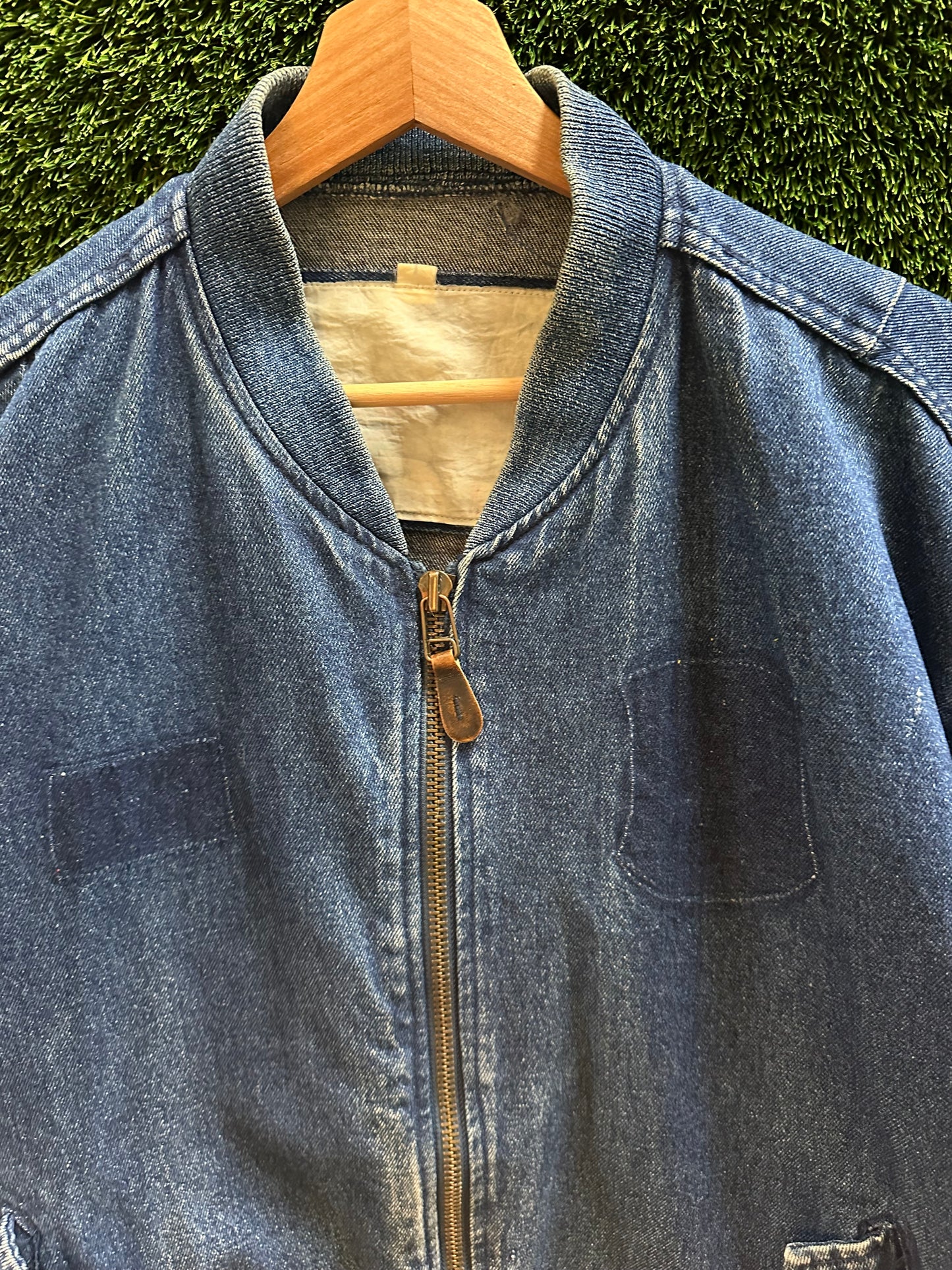 80s Zip-up Denim Jacket - XL