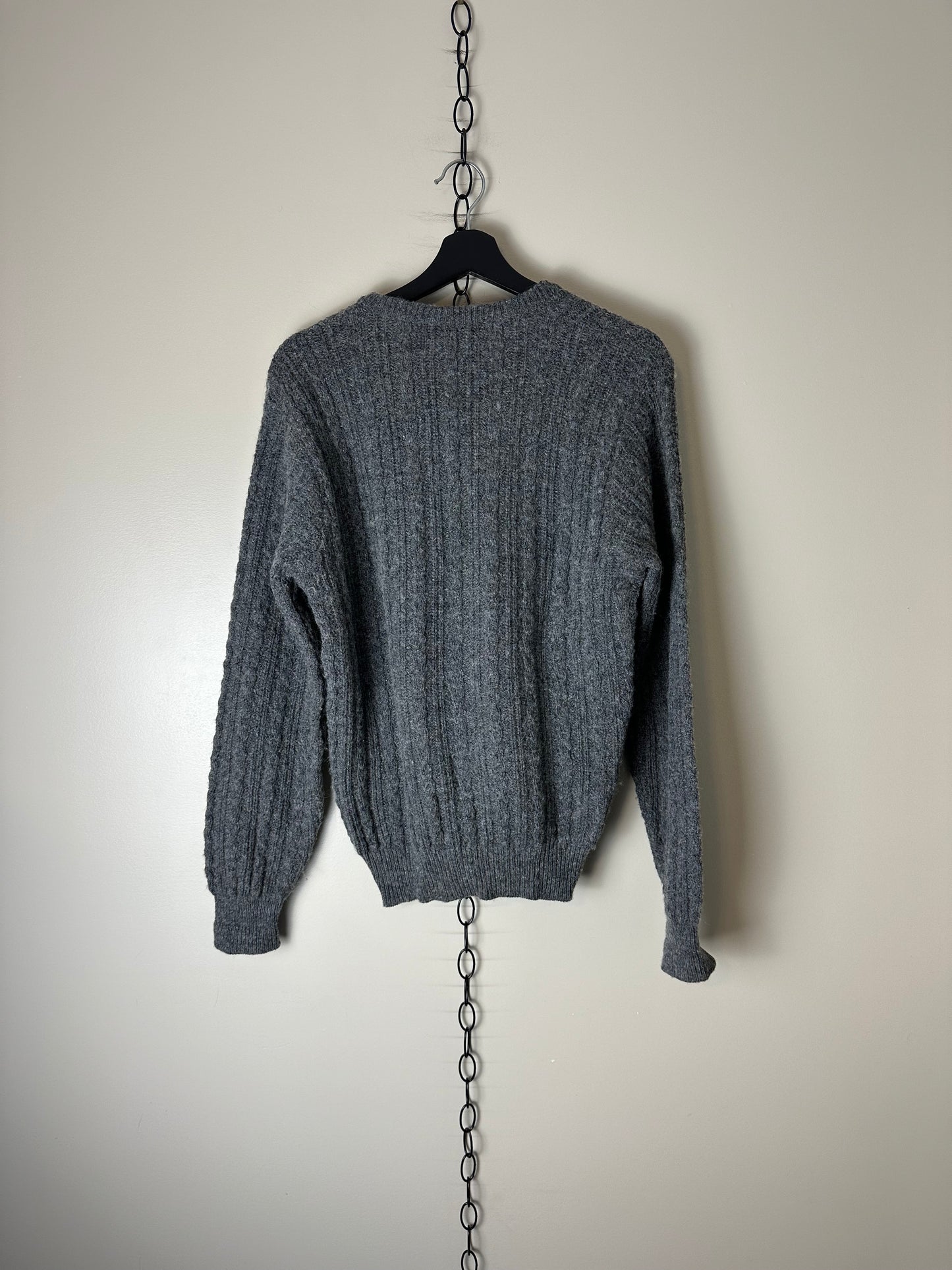 Vintage 1980s Jantzen Grey Cable Knit Sweater - M