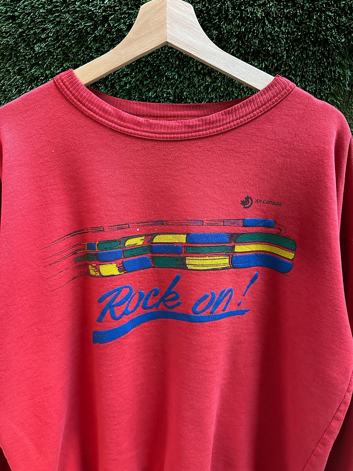 90s Rock On Canada Curling Crewneck - L