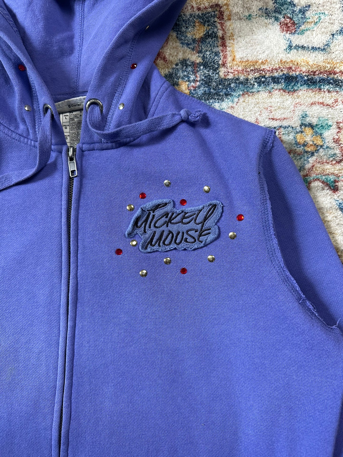 00s Disney Mickey Mouse Y2K Bedazzled Zip-up Hoodie - M