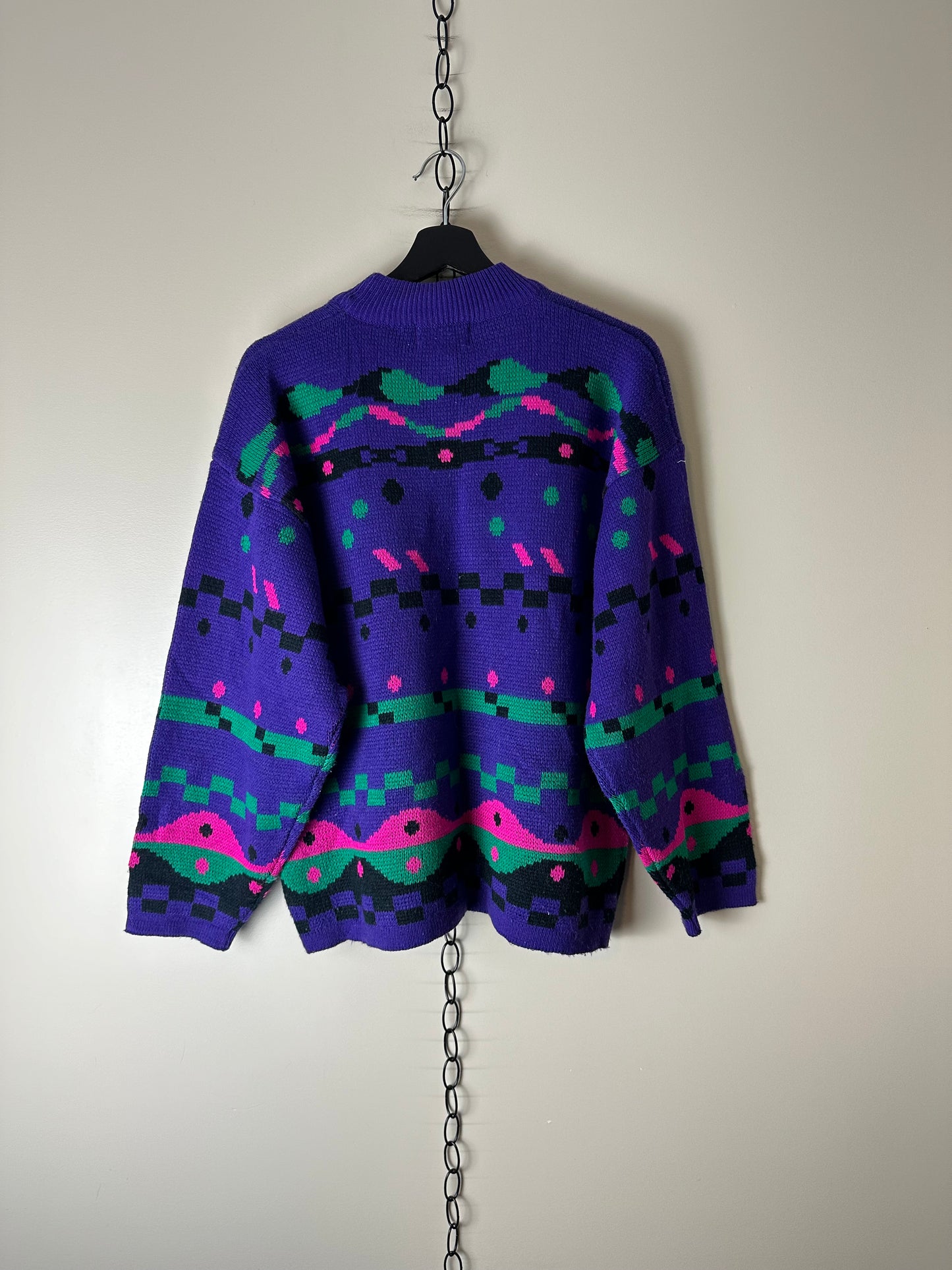 Vintage Assertif Abstract Patterned Pullover Sweater - M