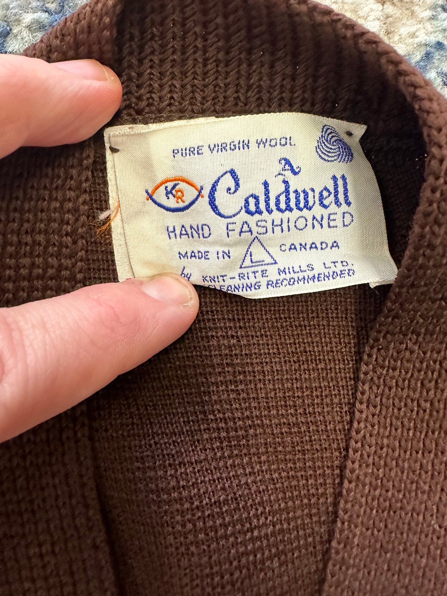 Vintage 1980s Caldwell Brown Cardigan Sweater - L