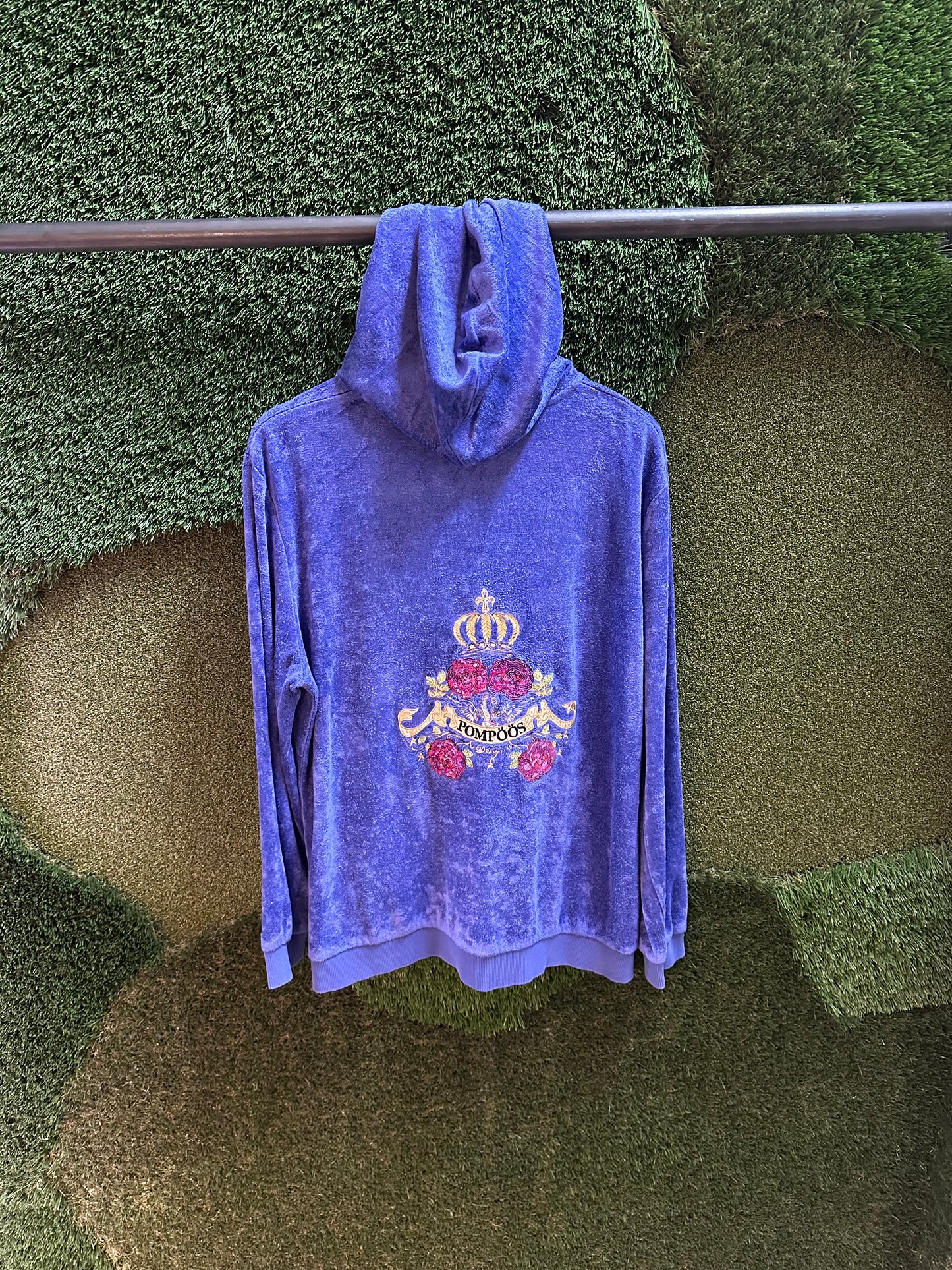 00s Pompoos Zip-up Velour Hoodie - L