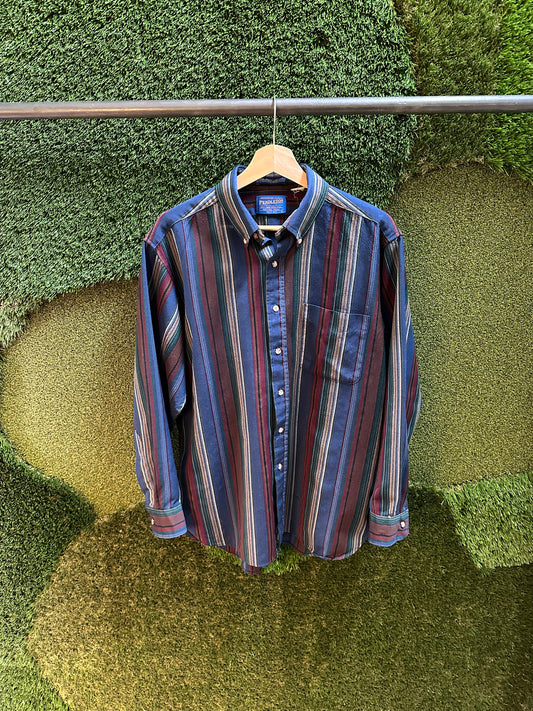 90s Pendleton Wool Striped Button-up Shirt - L