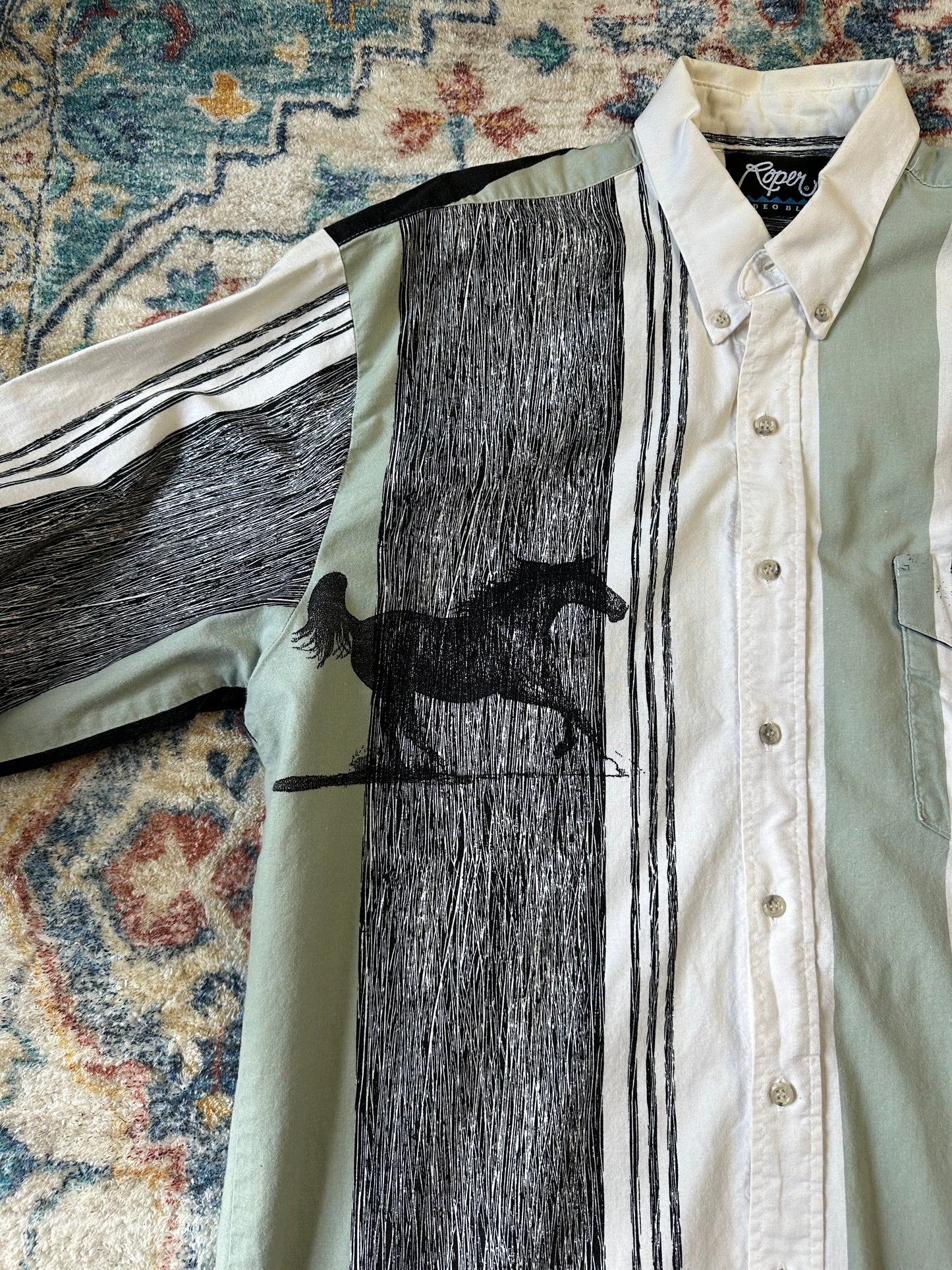 90s Roper Horse Striped Button-up Shirt - L