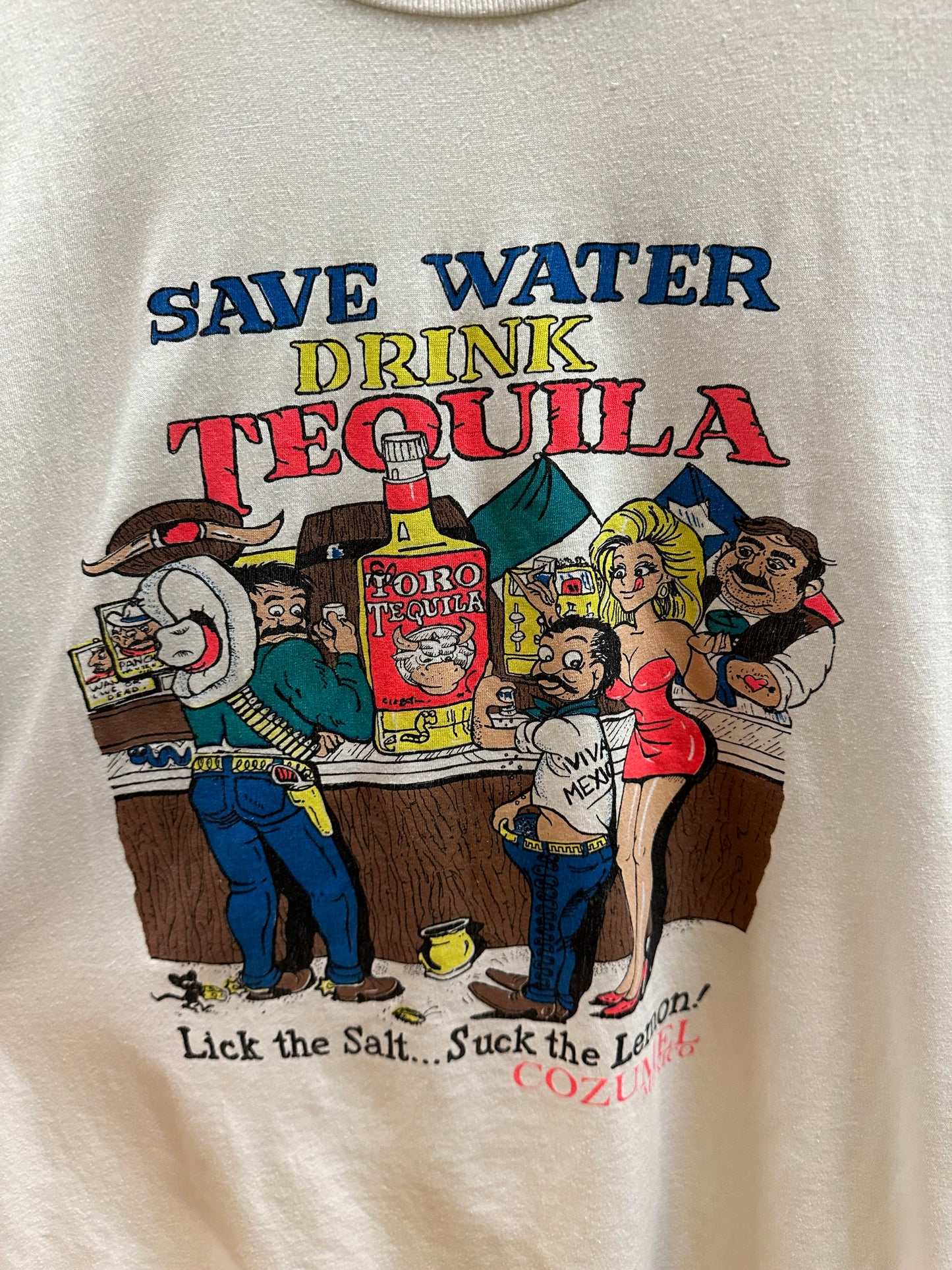 90s Save Water Drink Tequila T-shirt - L