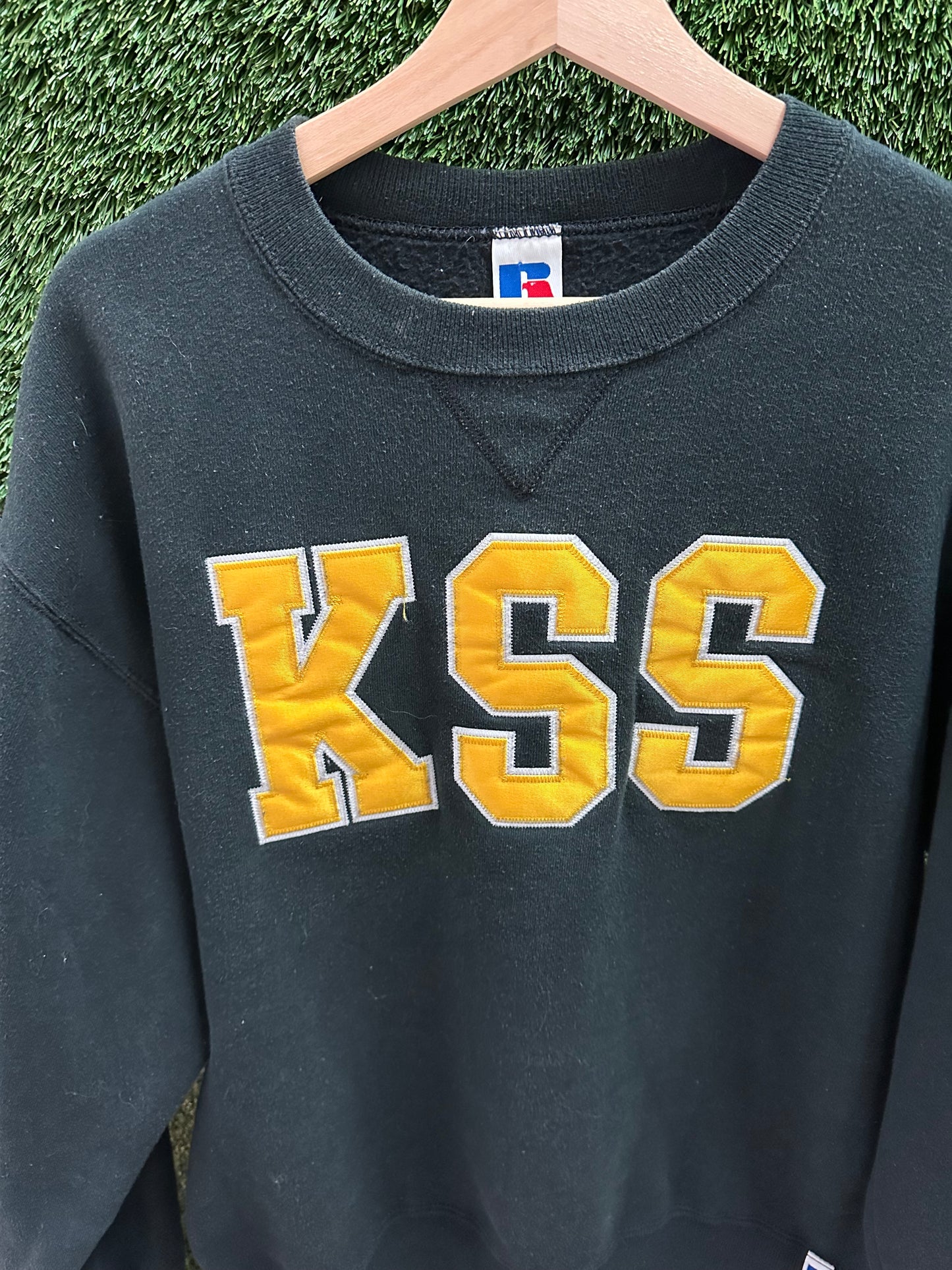 Vintage Russell Athletic KSS Spellout Black Crewneck - M