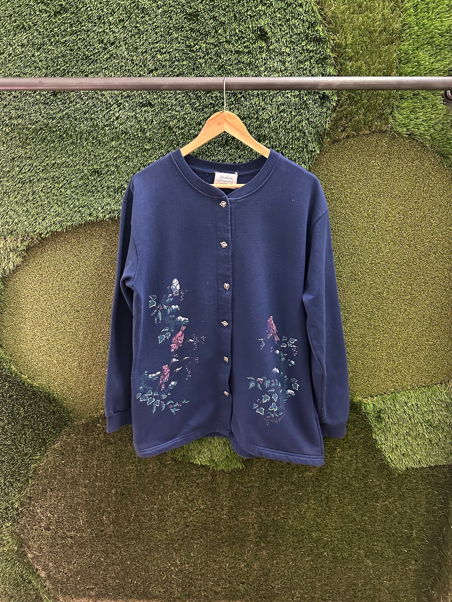 Vintage Northern Reflections Birds Cardigan Sweatshirt - L