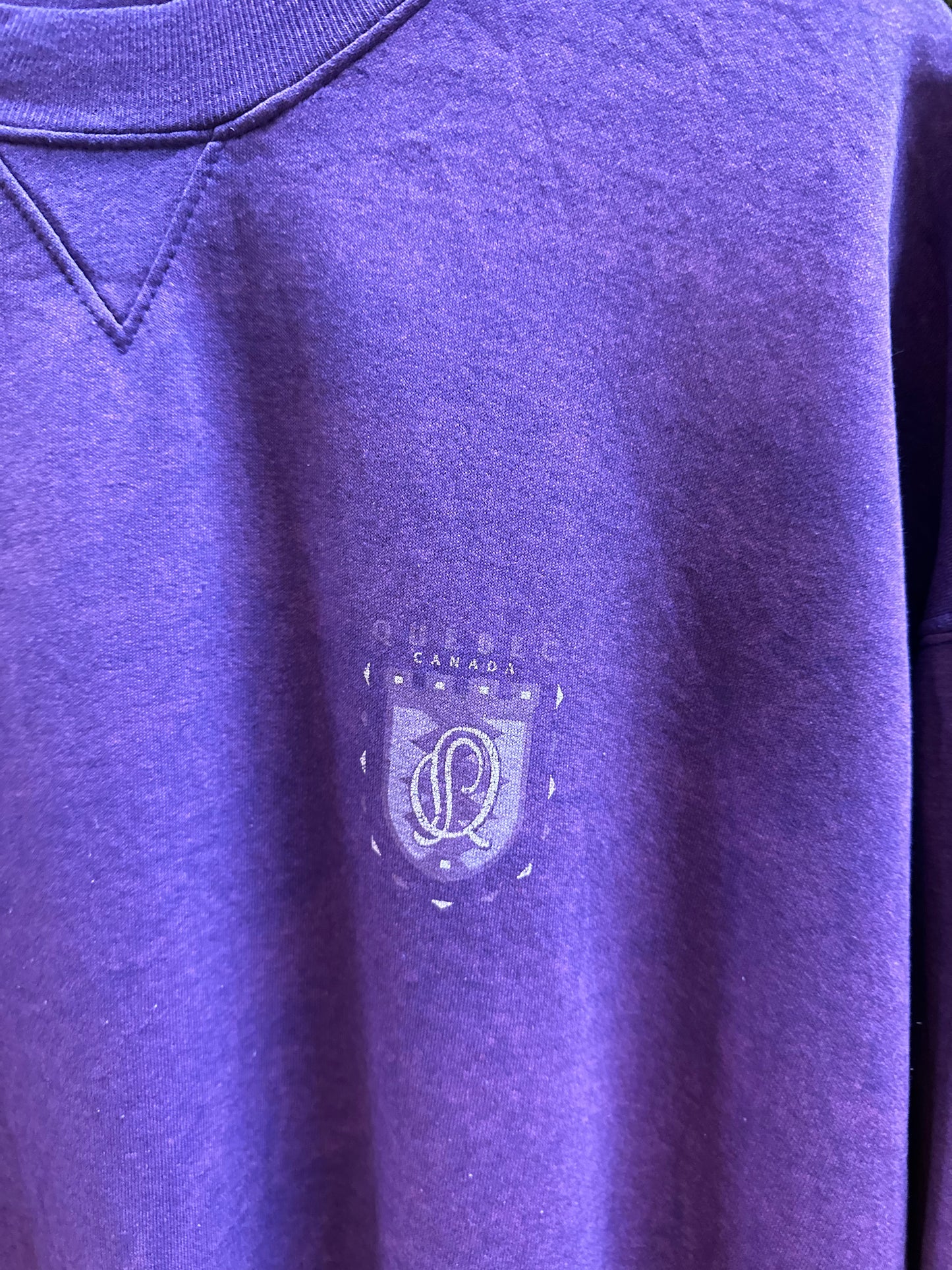 80s Purple Faded Quebec Crest Crewneck - M