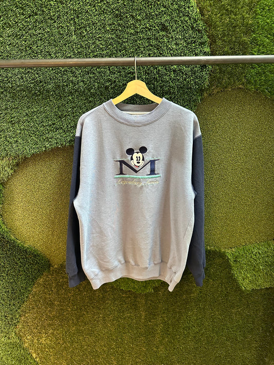 90s Disney Mickey Mouse Two Tone Blue Crewneck - XL