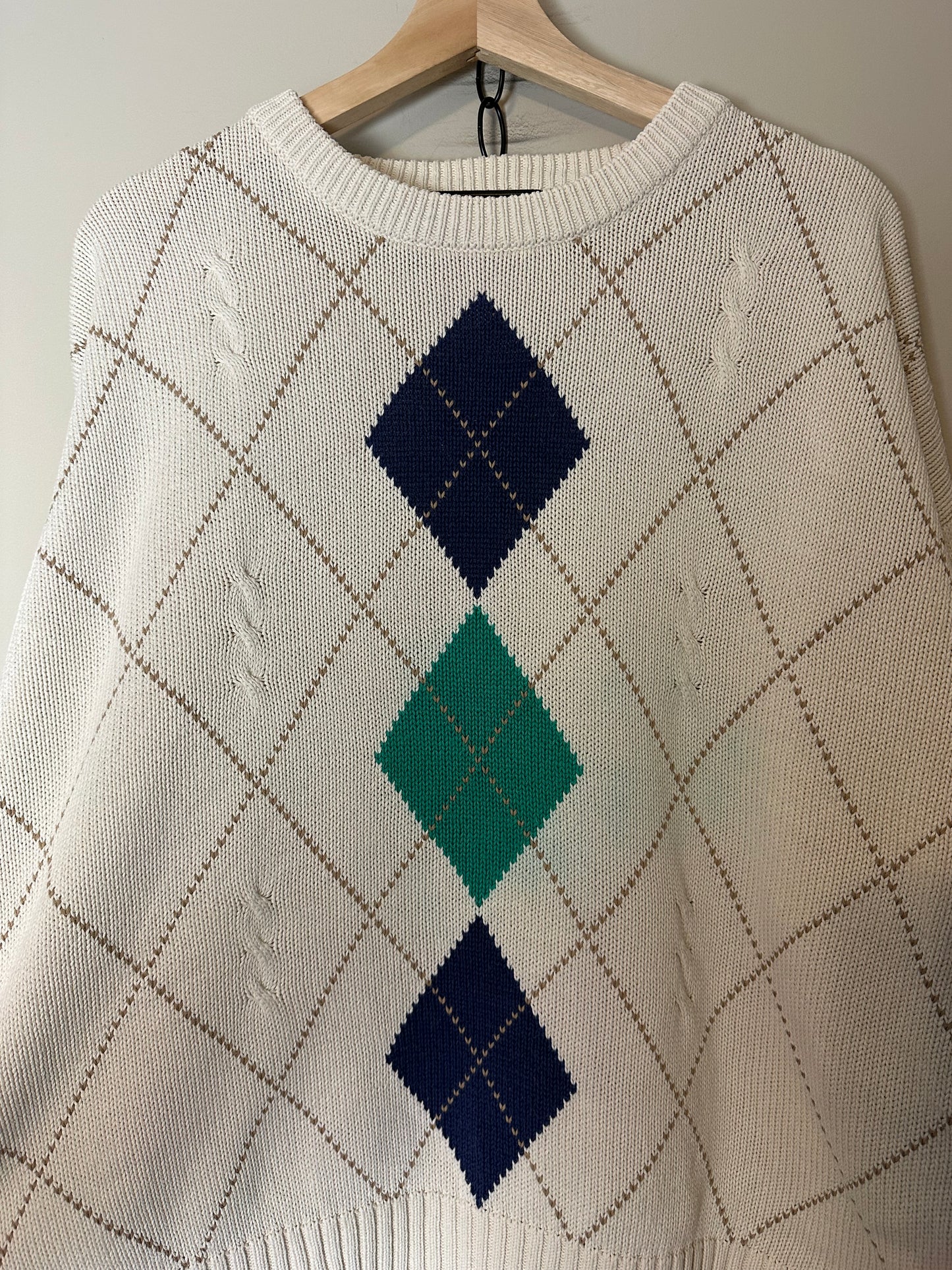 90s Eddie Bauer Diamond Sweater - L