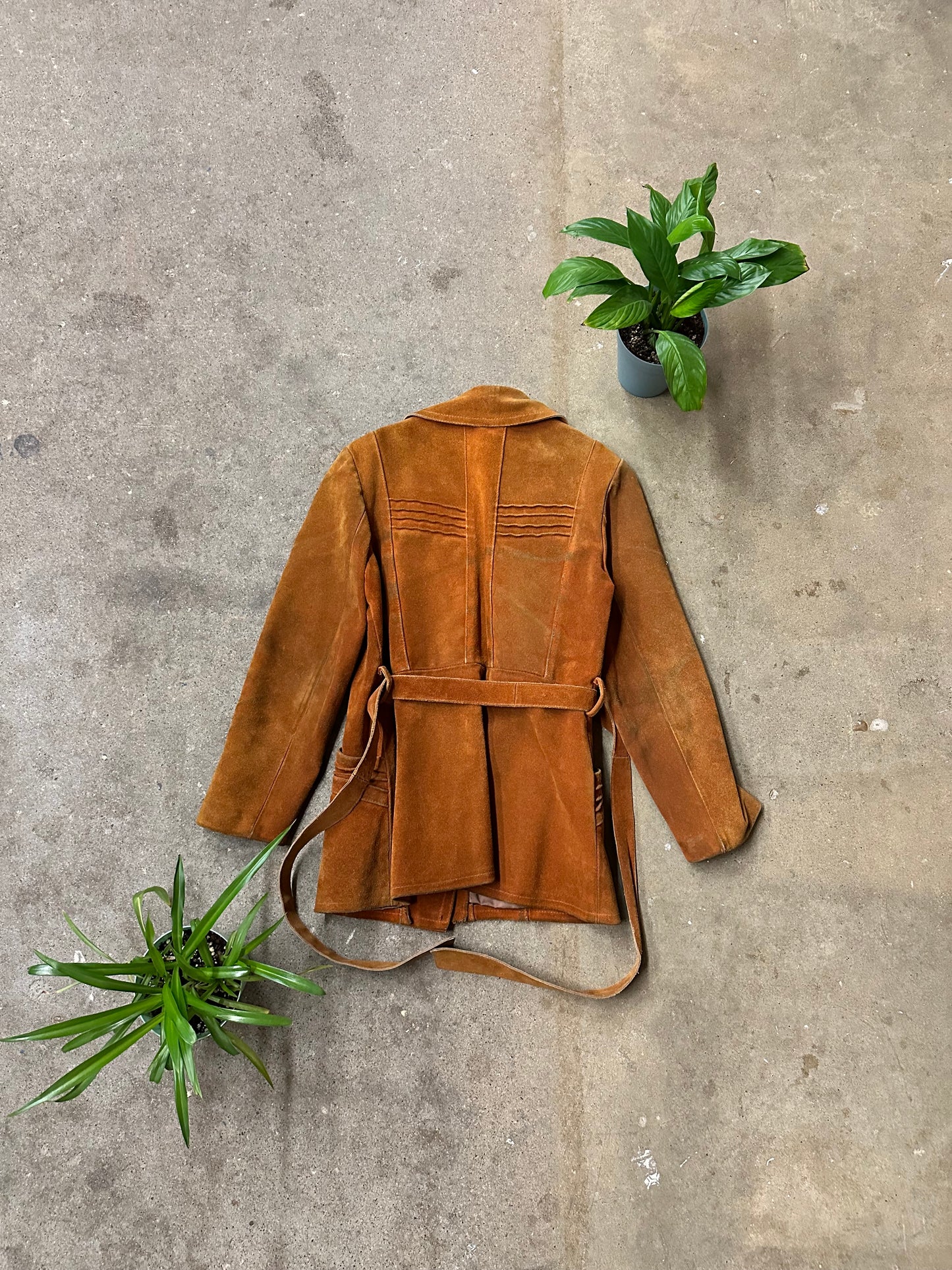 Vintage 1980s Sears Suede Jacket With Belt - S