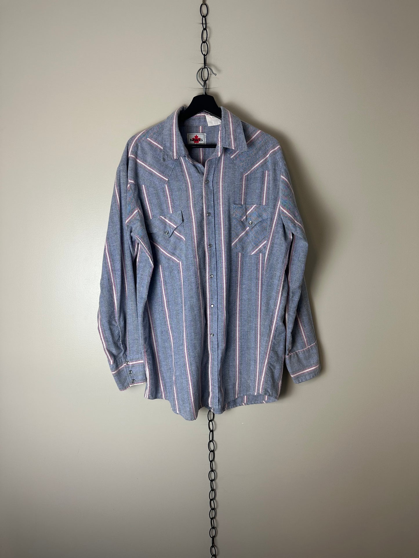 Vintage MWG Pastel Pearl Snap Button up Long Sleeve Shirt - XL