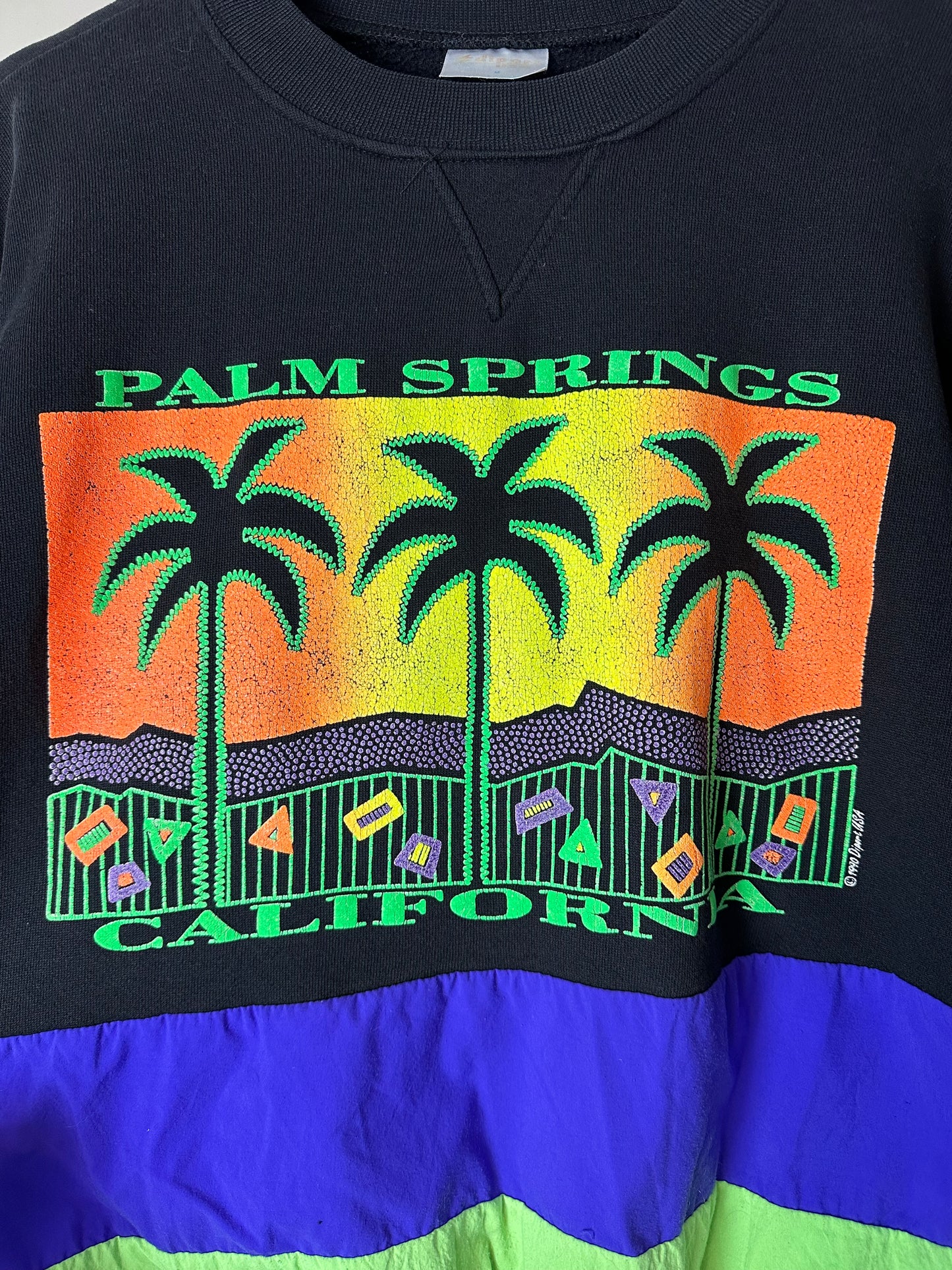 Vintage 1990 Palm Springs California Neon Crewneck - M