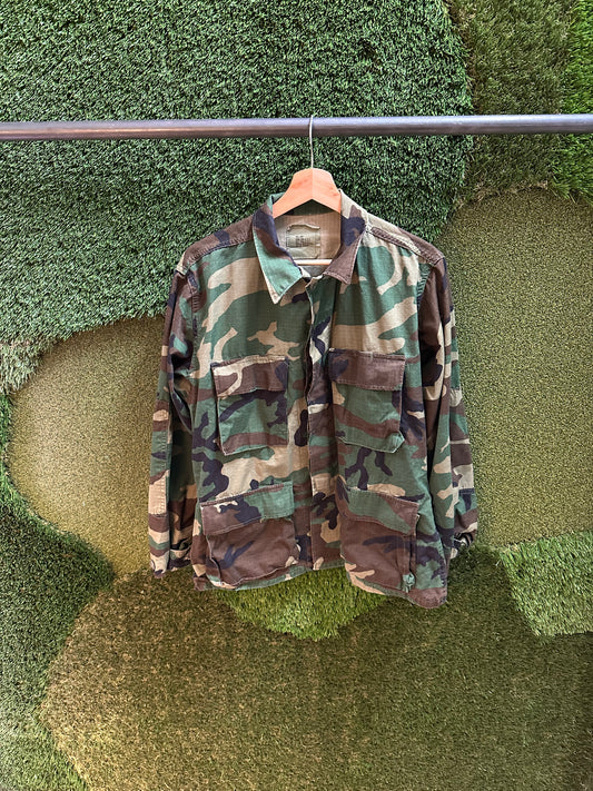 90s Military Camouflage Button-up Shirt - S