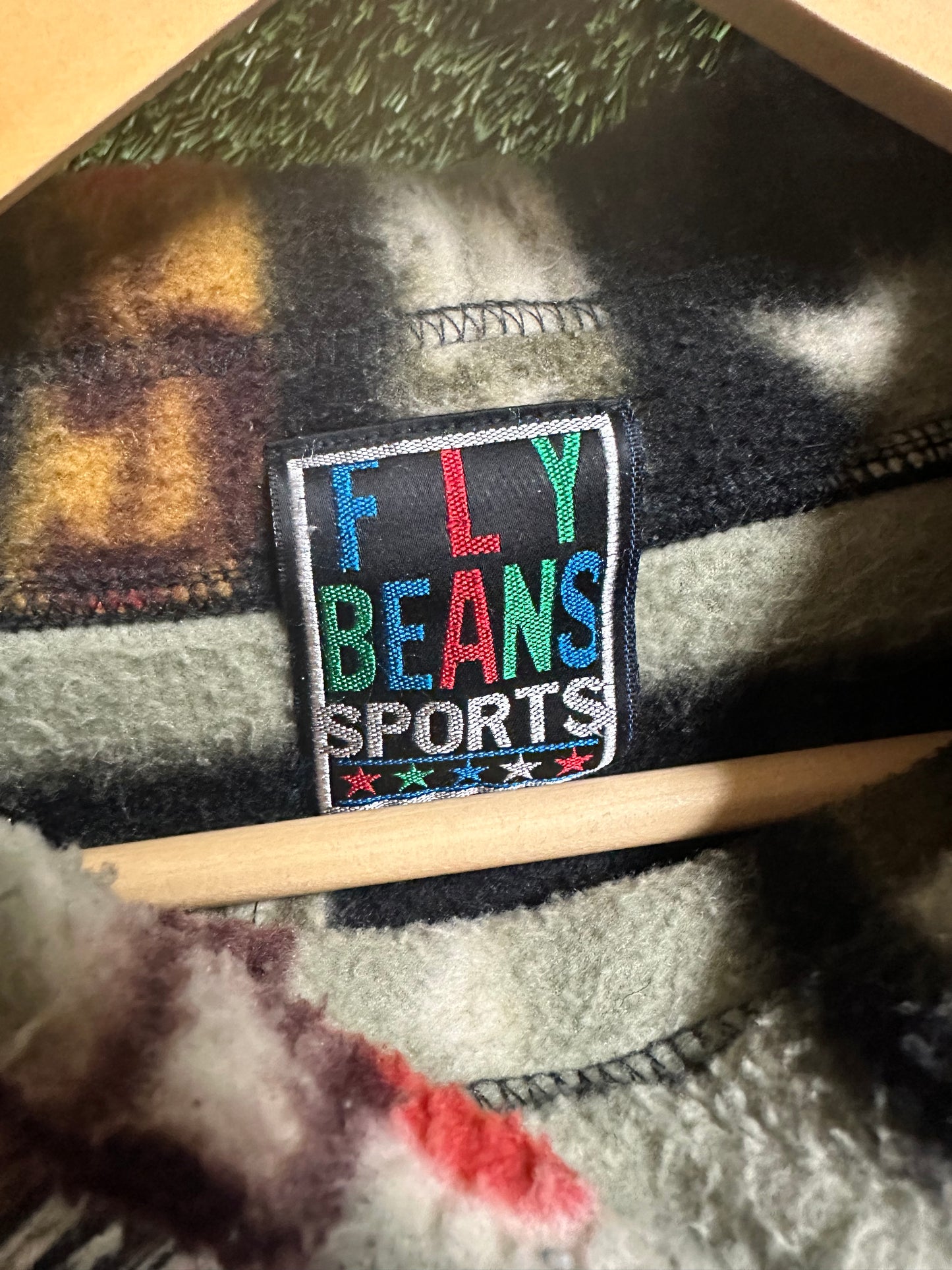 00s Fly Beans Sports Striped Pullover Fleece - L