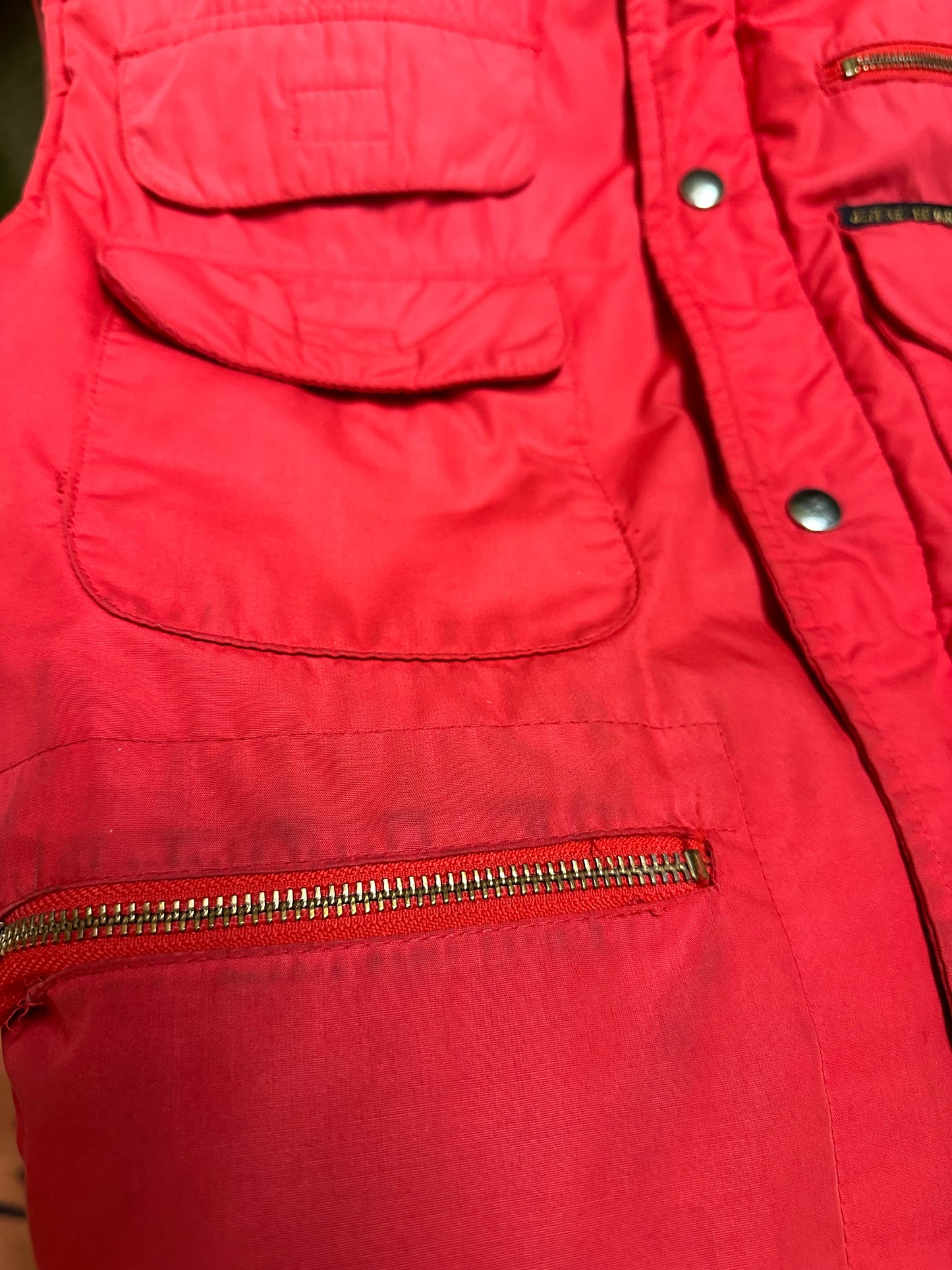 80s Red Utility Puffer Vest - L