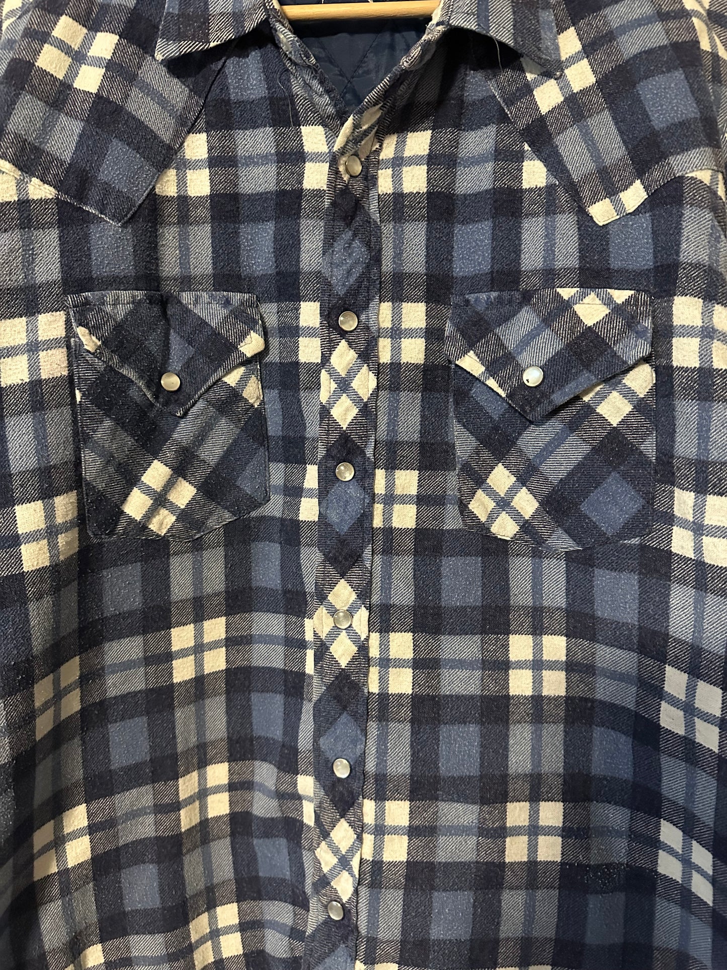 80s Pearl Snap Insulated Plaid Light Jacket - L