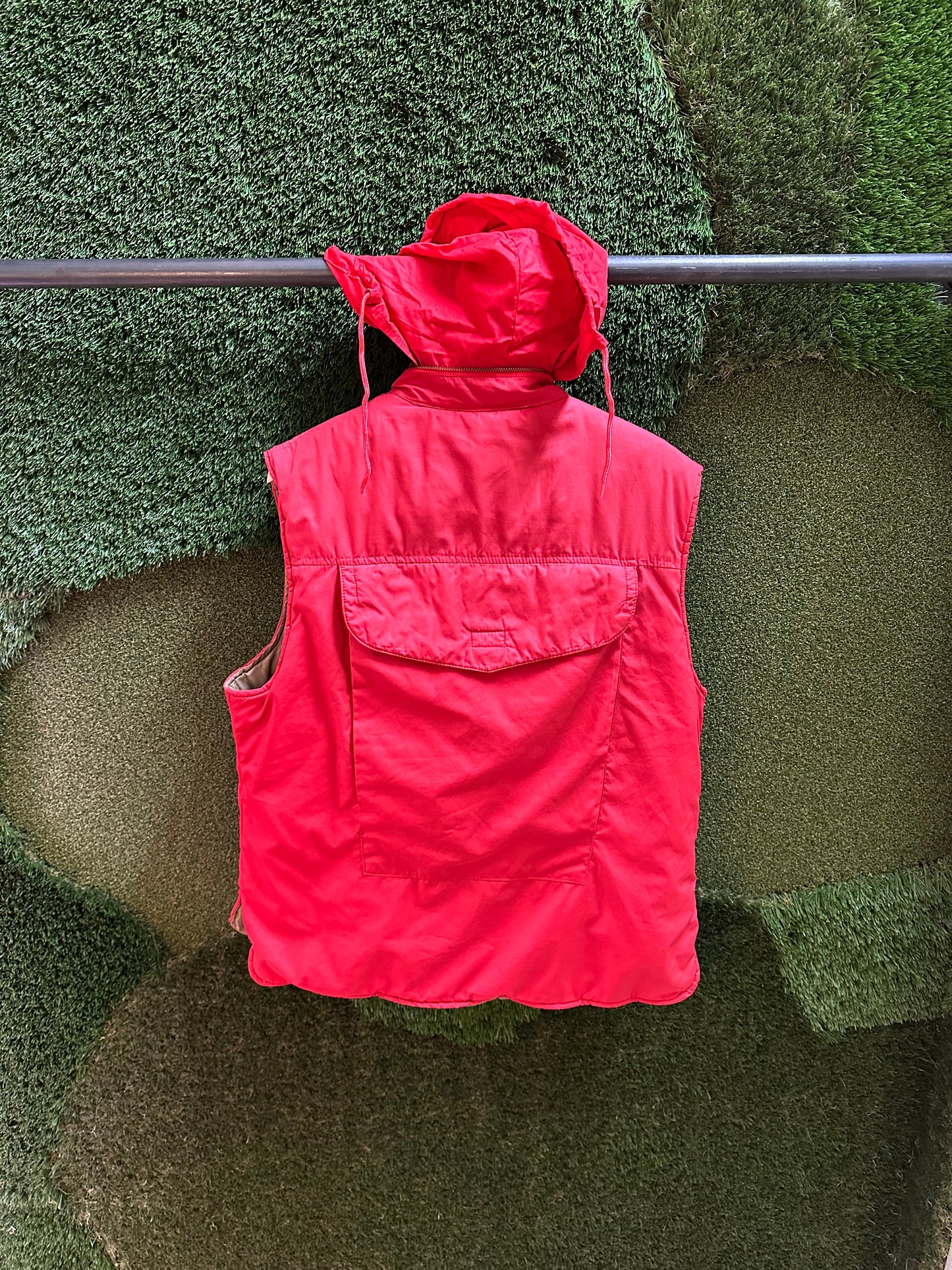 80s Red Utility Puffer Vest - L