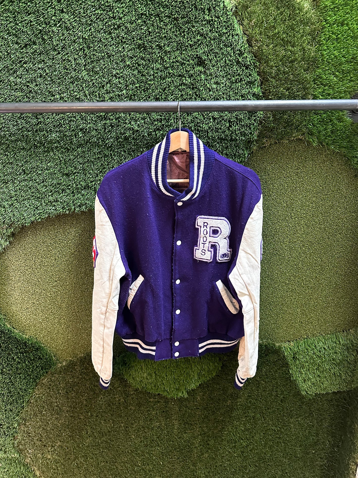 90s Roots Canada Varsity Jacket - L