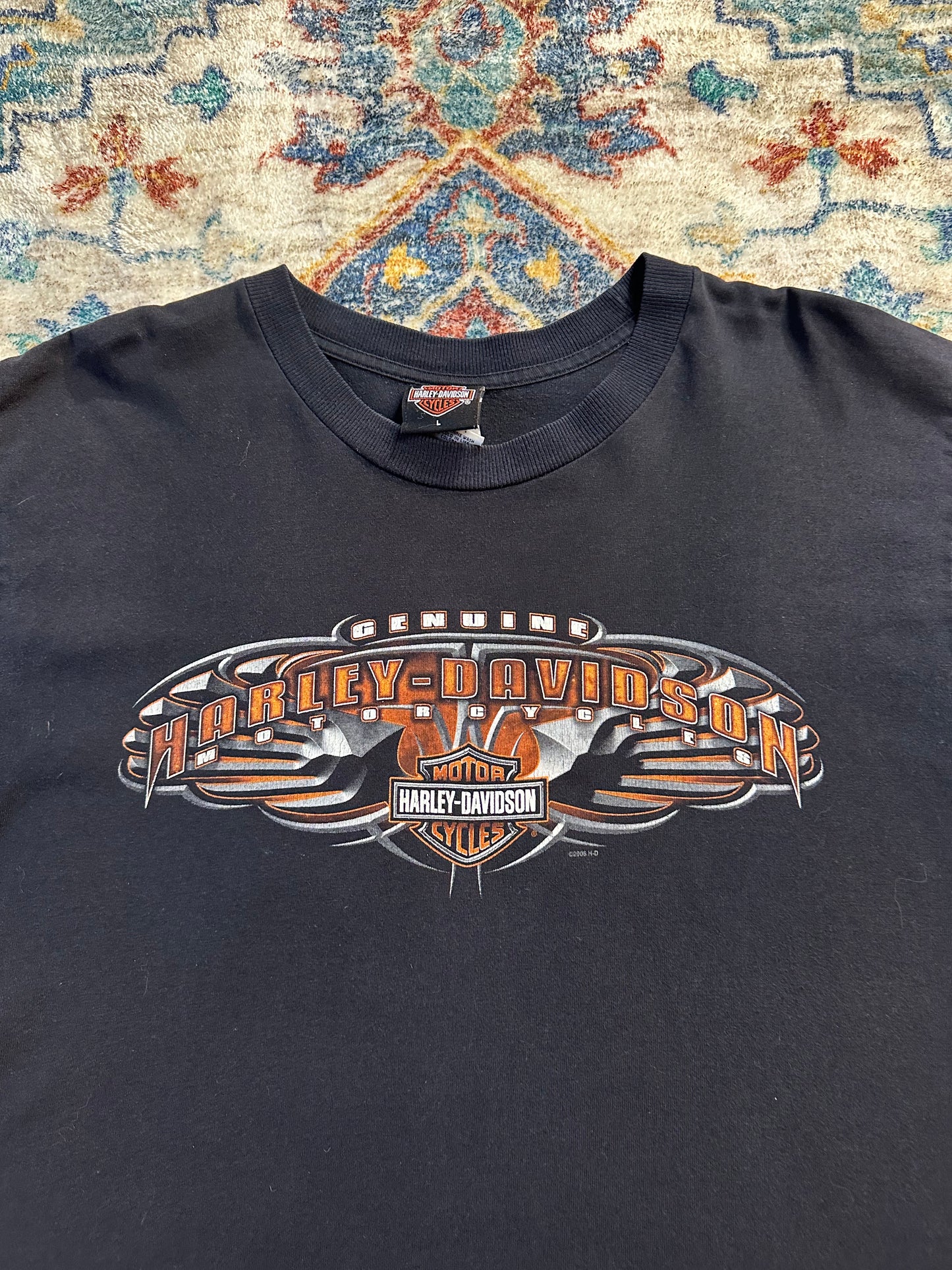 00s Harley Davidson Logo T-shirt - L