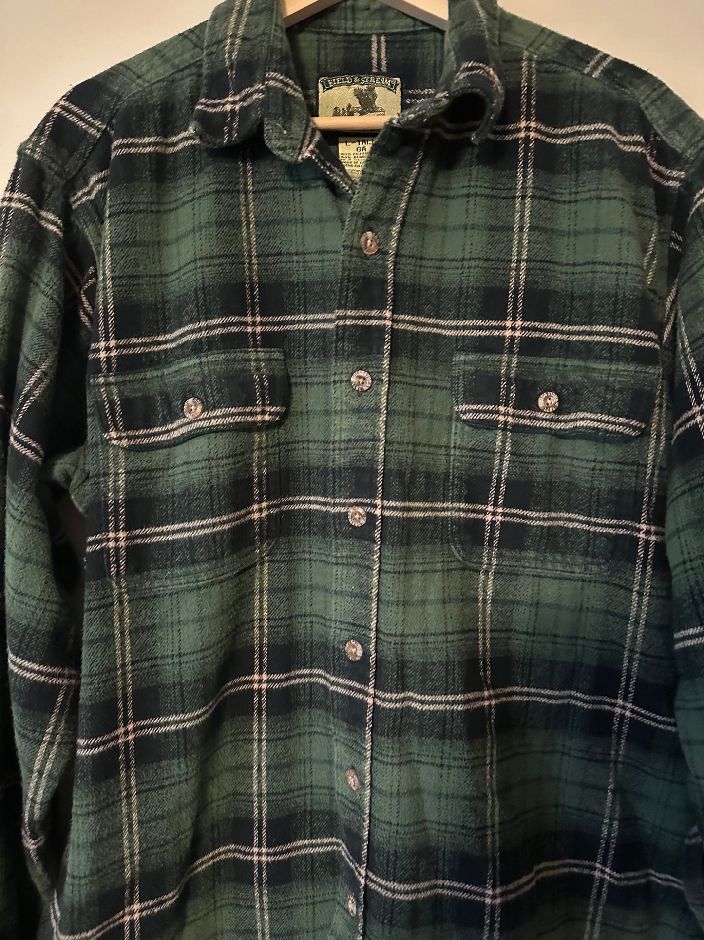 90s Field And Stream Green Plaid Flannel - L