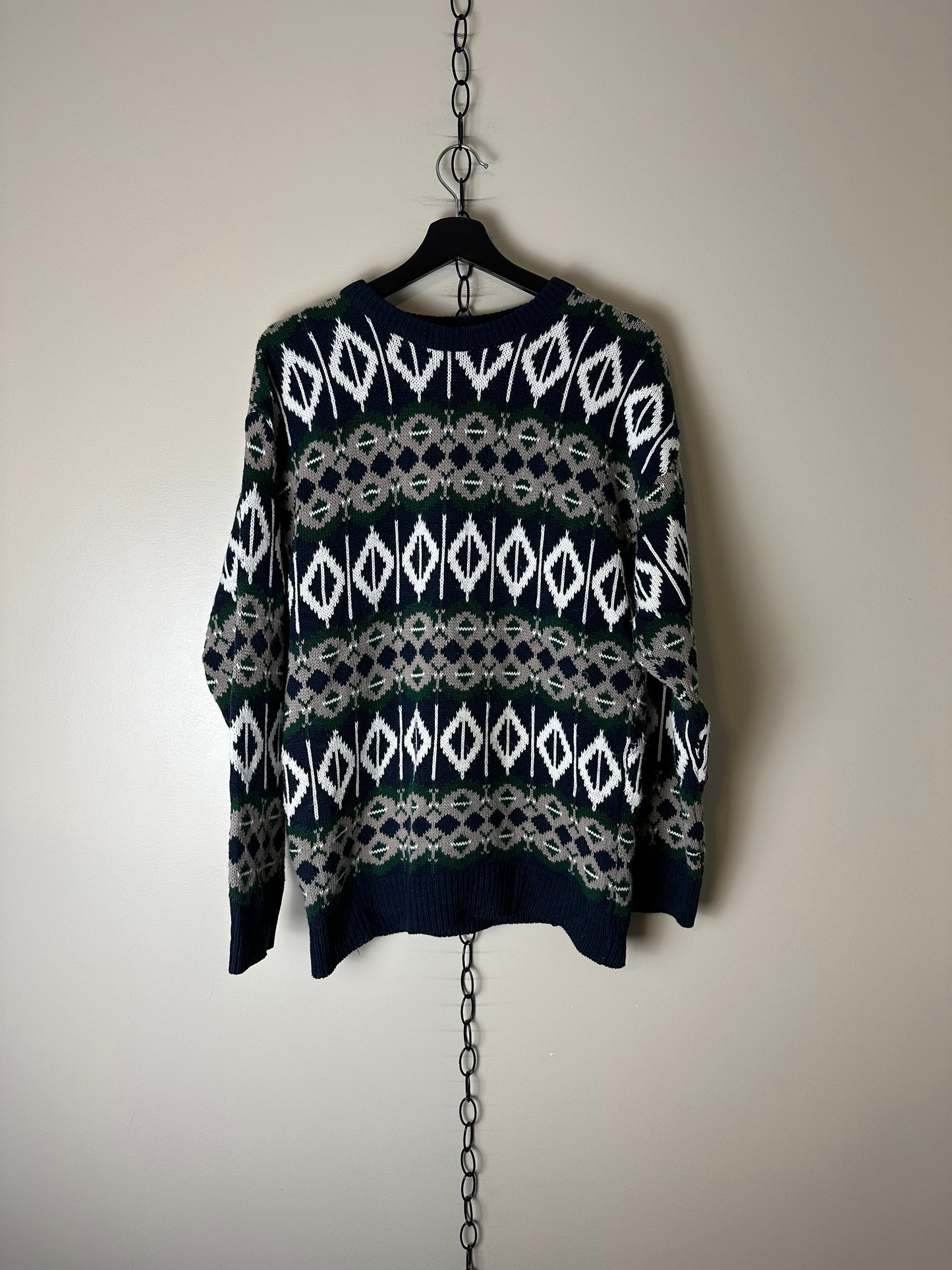 Vintage Abstract All Over Pattern Sweater - L