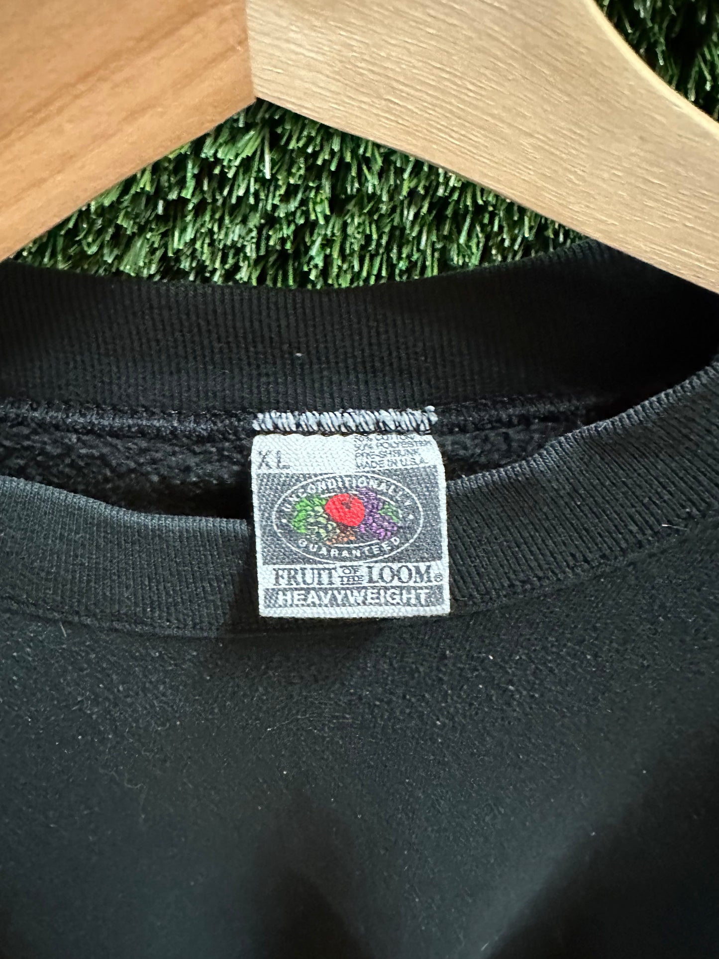 90s Fruit Of The Loom Black Blank Crewneck - XL