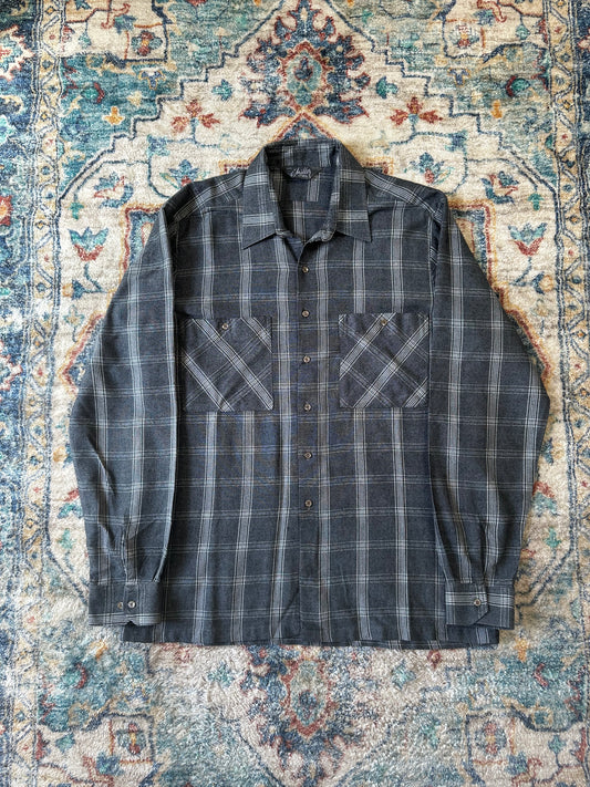 80s Miller Plaid Button-up Shirt - XL