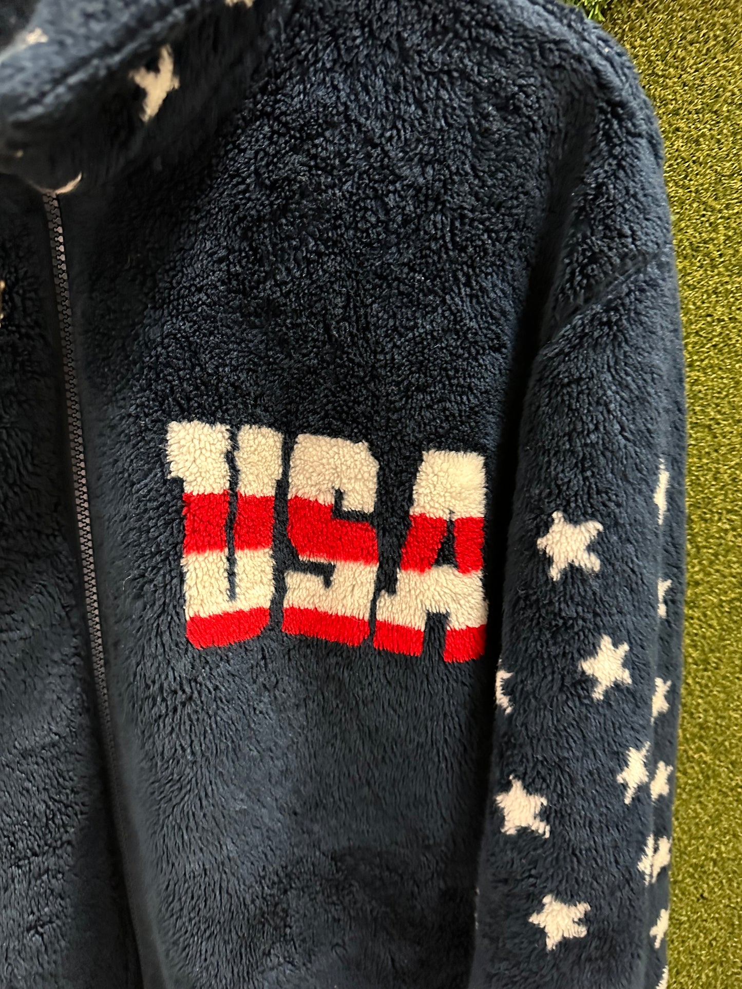 Vintage USA Flag Zip-up Fleece - L