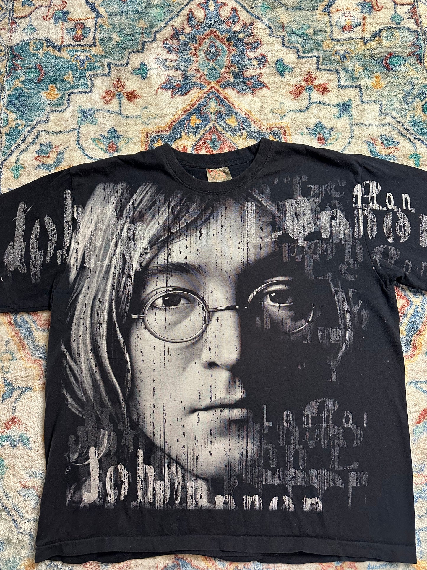 00s John Lennon Big Face All Over Print T-shirt - XXL